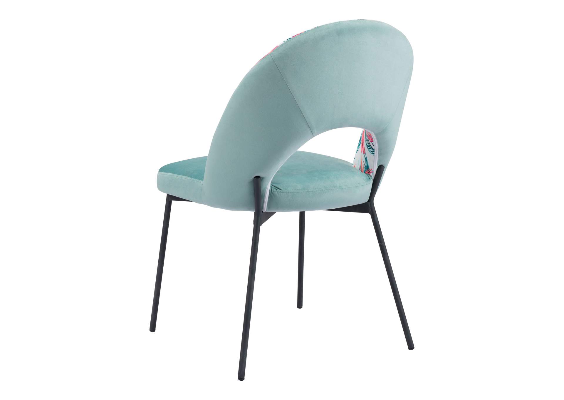 Bethpage Dining Chair (Set Of 2) Multicolor Print & Green,Zuo