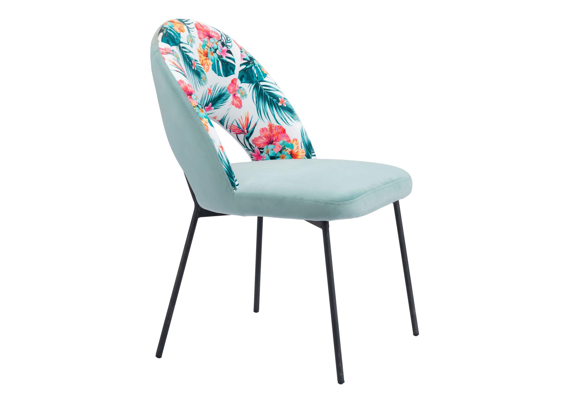 Bethpage Dining Chair (Set Of 2) Multicolor Print & Green,Zuo