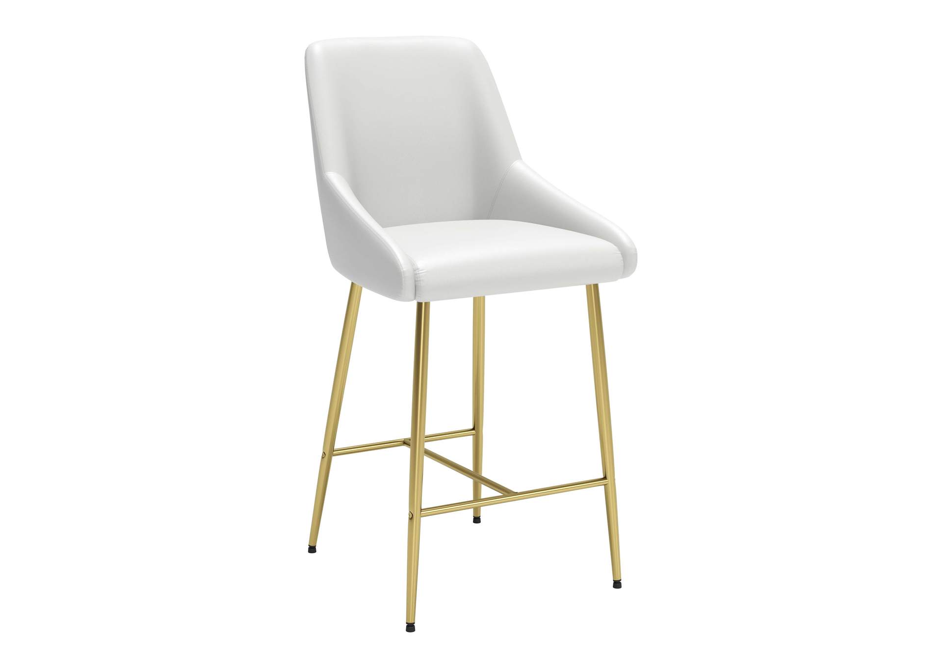 Madelaine Counter Stool White & Gold,Zuo