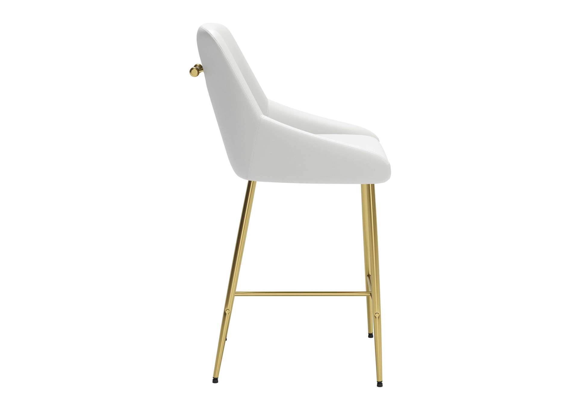 Madelaine Counter Stool White & Gold,Zuo