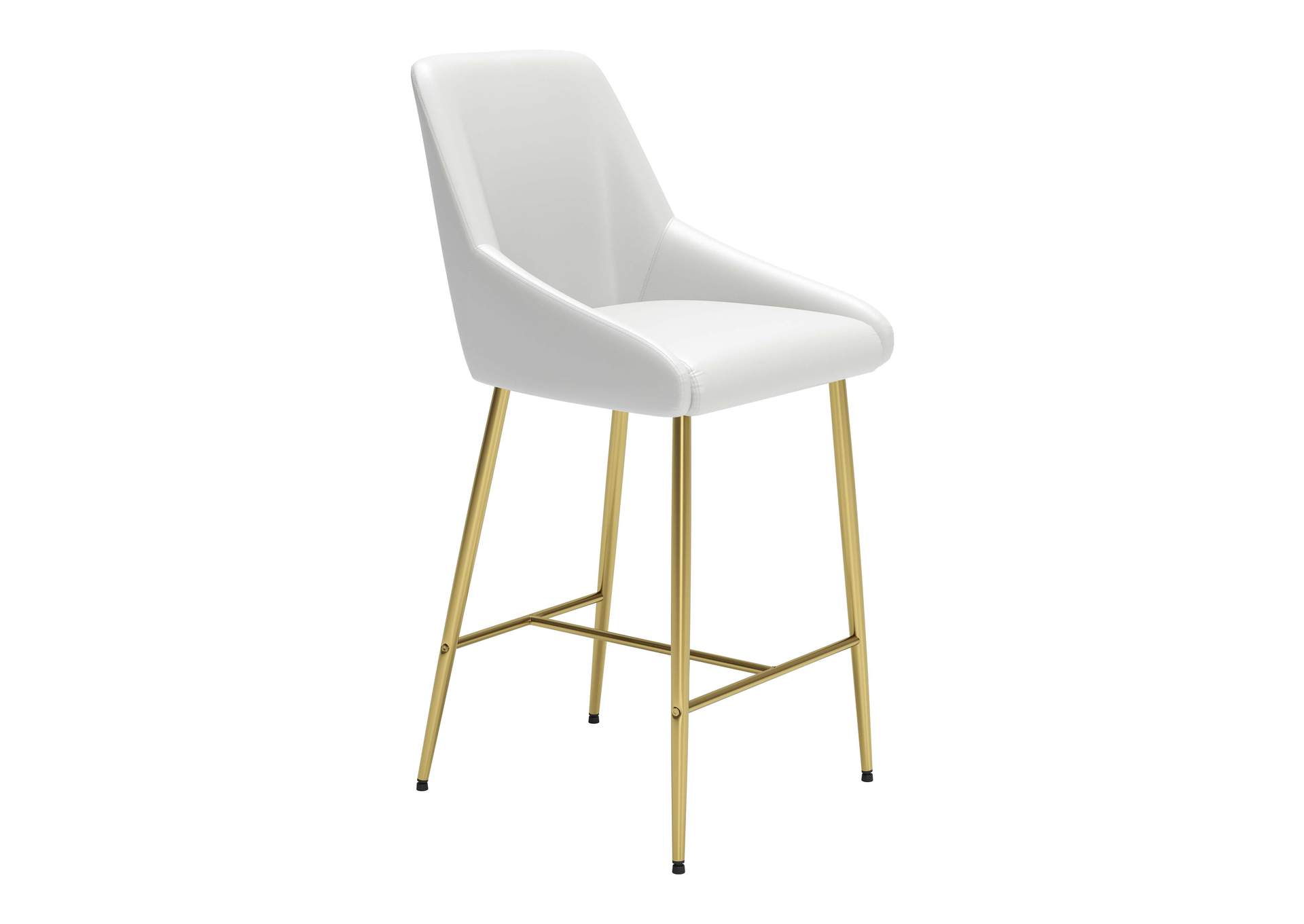 Madelaine Counter Stool White & Gold,Zuo