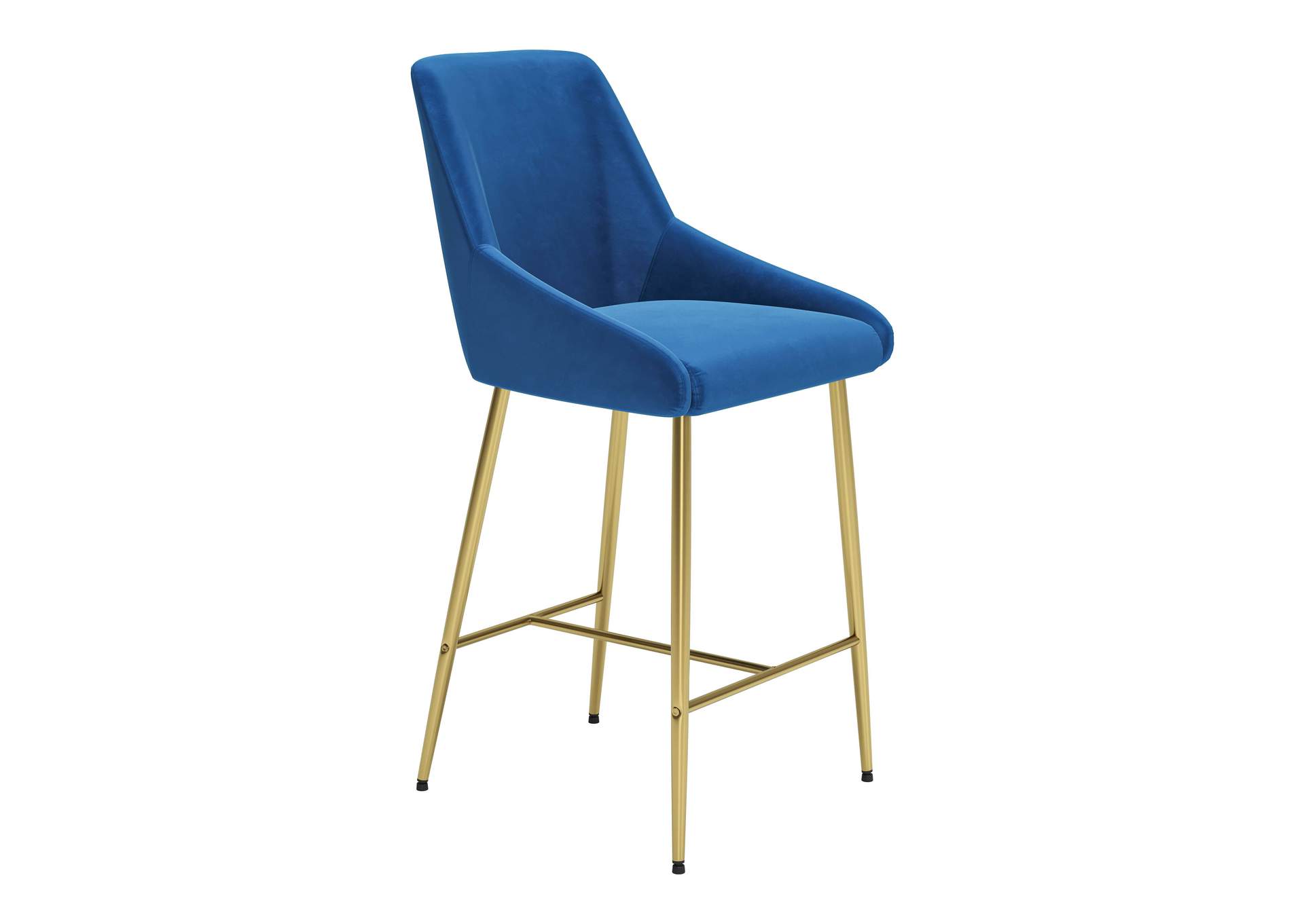 Madelaine Counter Stool Navy Blue & Gold,Zuo