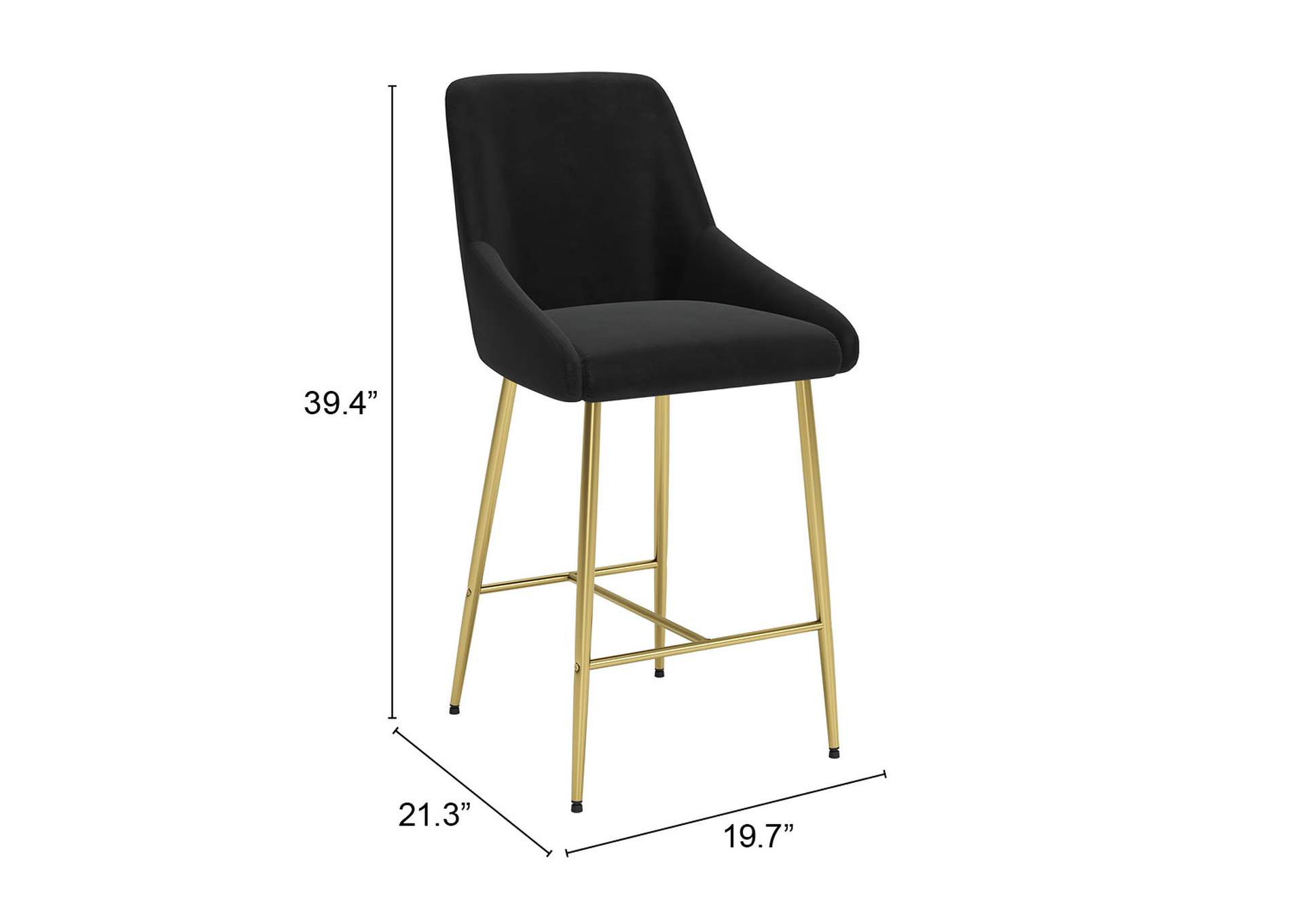 Madelaine Counter Stool Black & Gold,Zuo