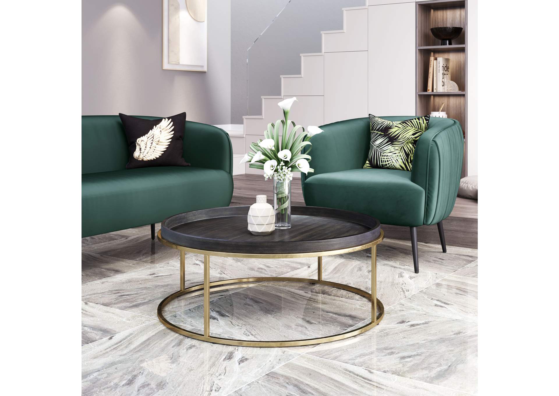 Jahre Coffee Table Black & Brass,Zuo