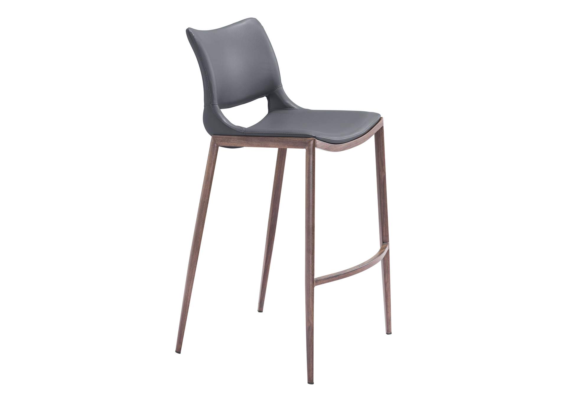 Ace Barstool (Set Of 2) Dark Gray & Walnut,Zuo