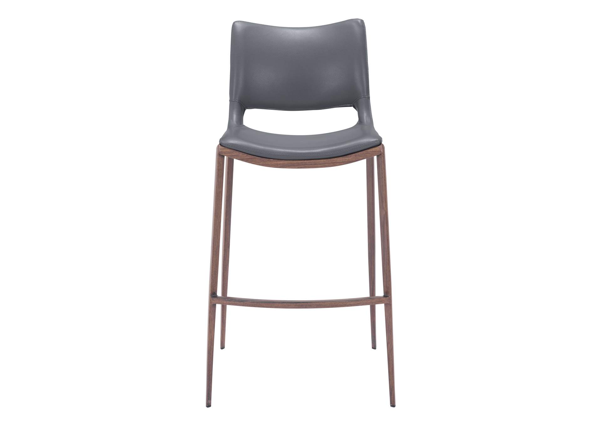 Ace Barstool (Set Of 2) Dark Gray & Walnut,Zuo