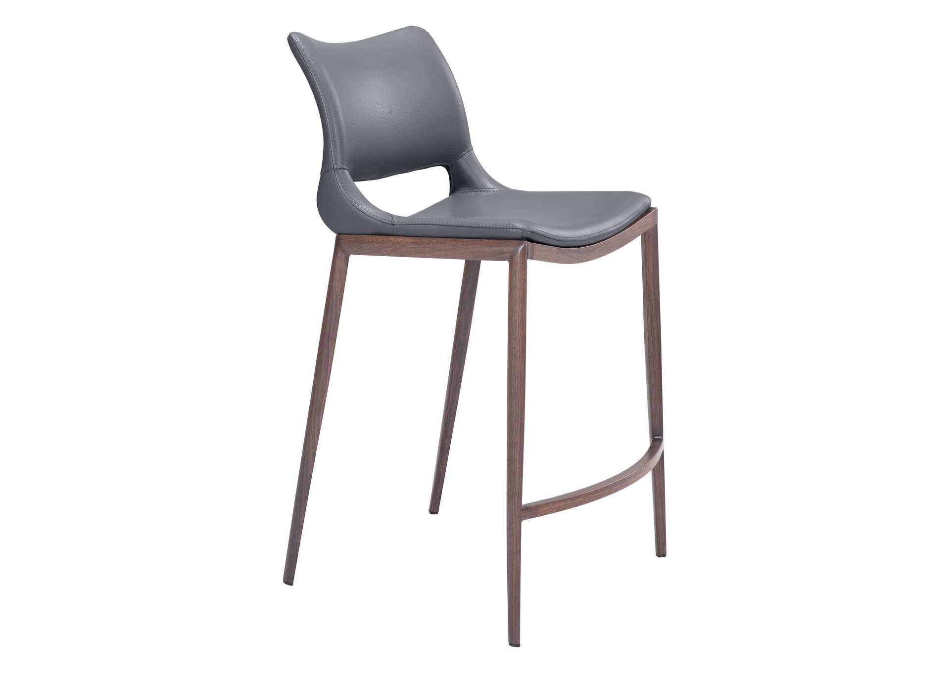 Ace Counter Stool (Set Of 2) Dark Gray & Walnut,Zuo