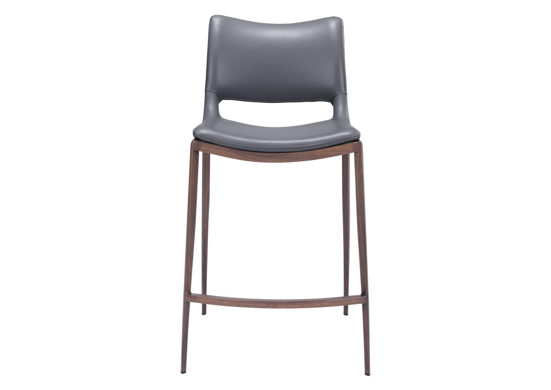 Ace Counter Stool (Set Of 2) Dark Gray & Walnut,Zuo