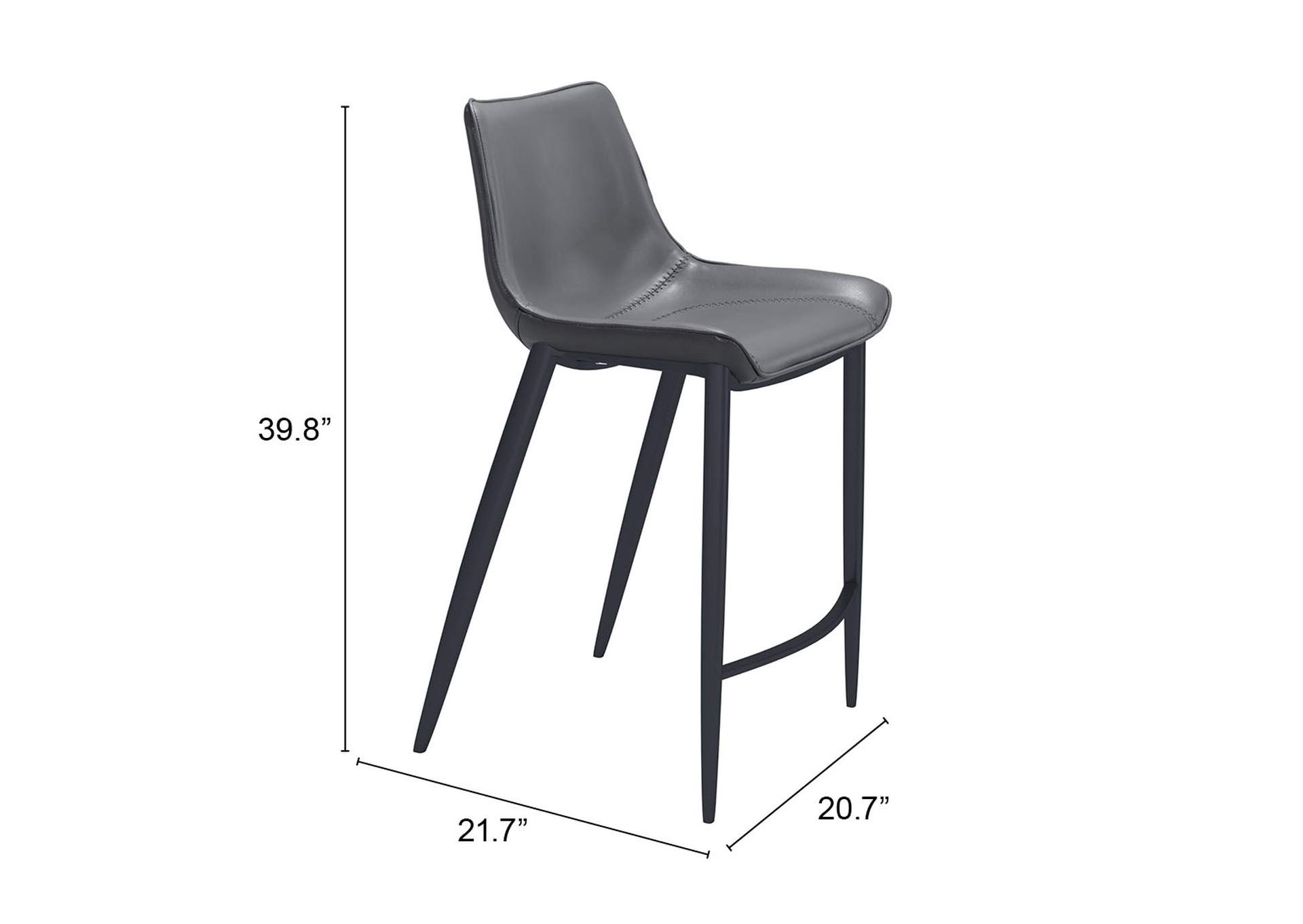 Magnus Counter Stool (Set Of 2) Dark Gray & Black,Zuo