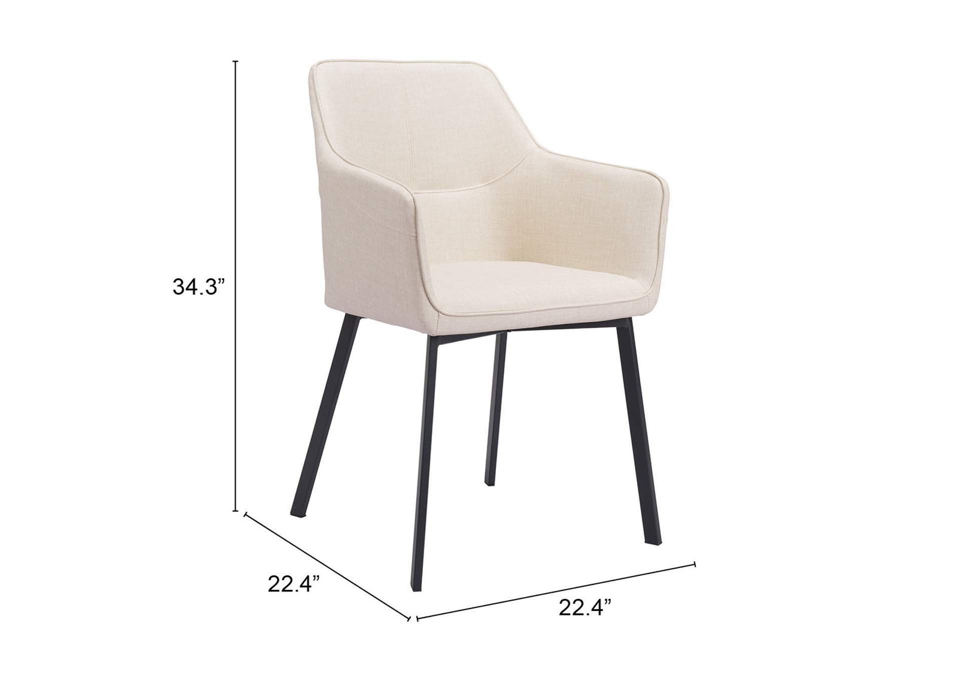 Adage Dining Chair (Set Of 2) Beige,Zuo