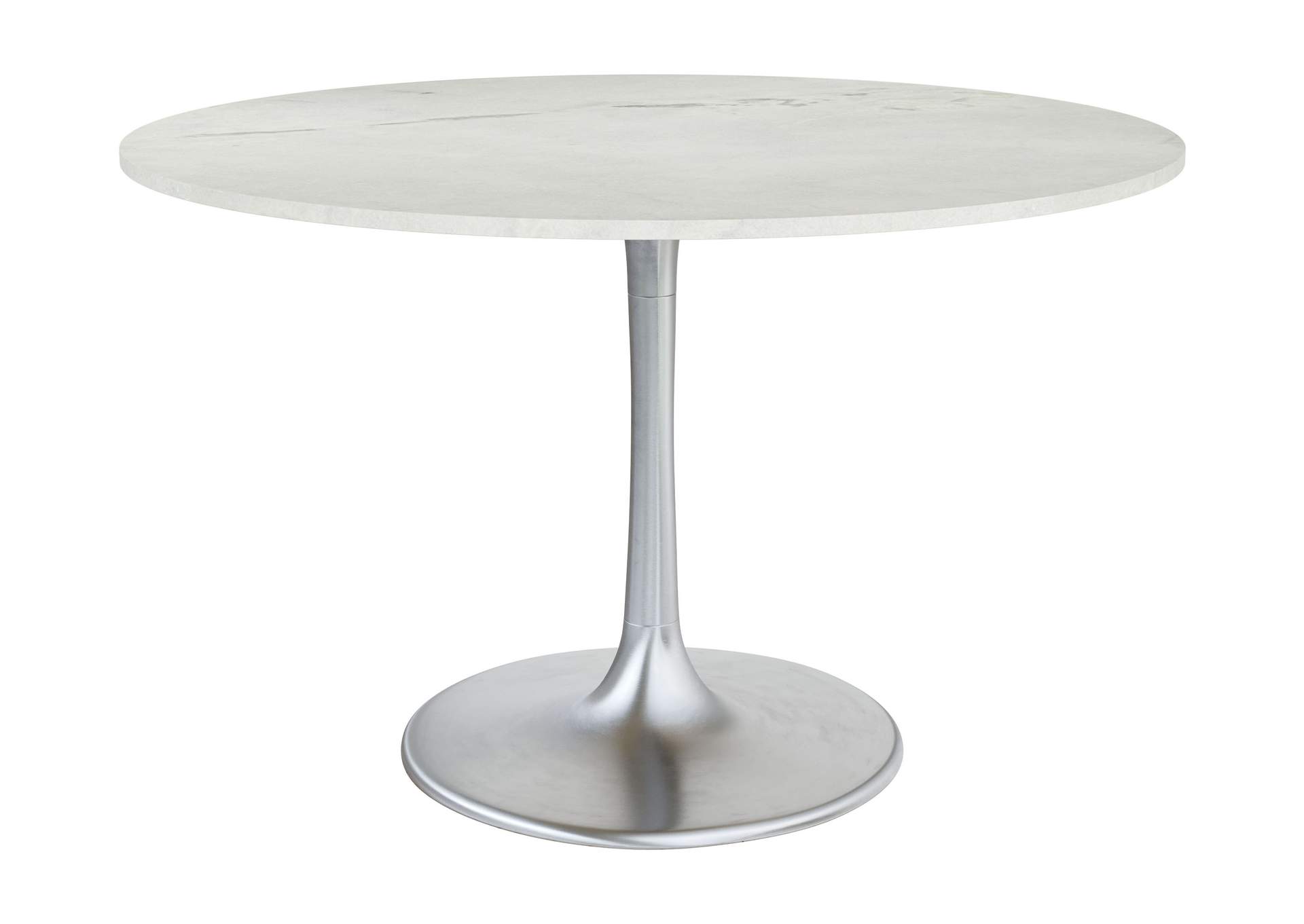 Gotham Dining Table 48" White & Silver,Zuo