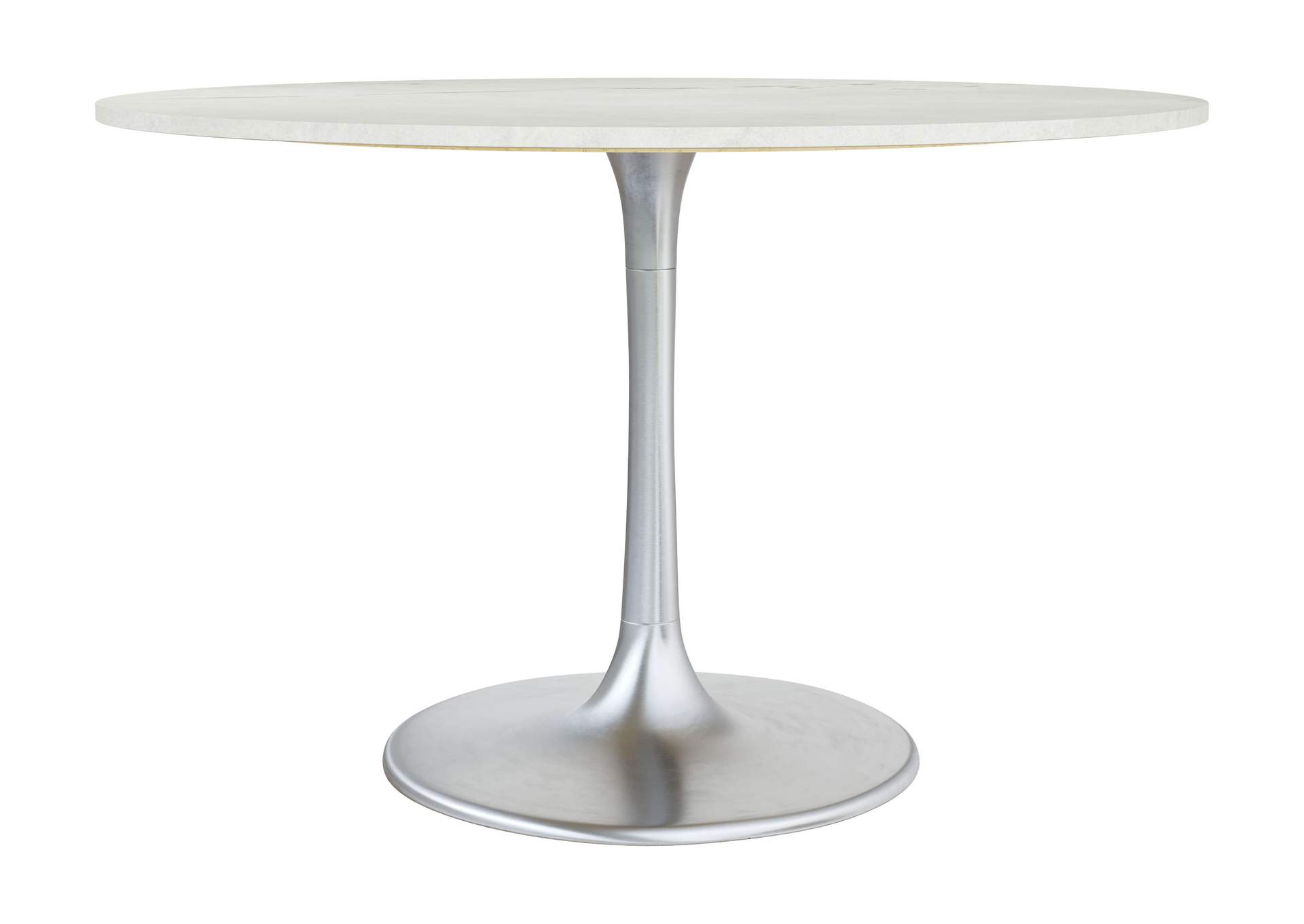 Gotham Dining Table 48" White & Silver,Zuo