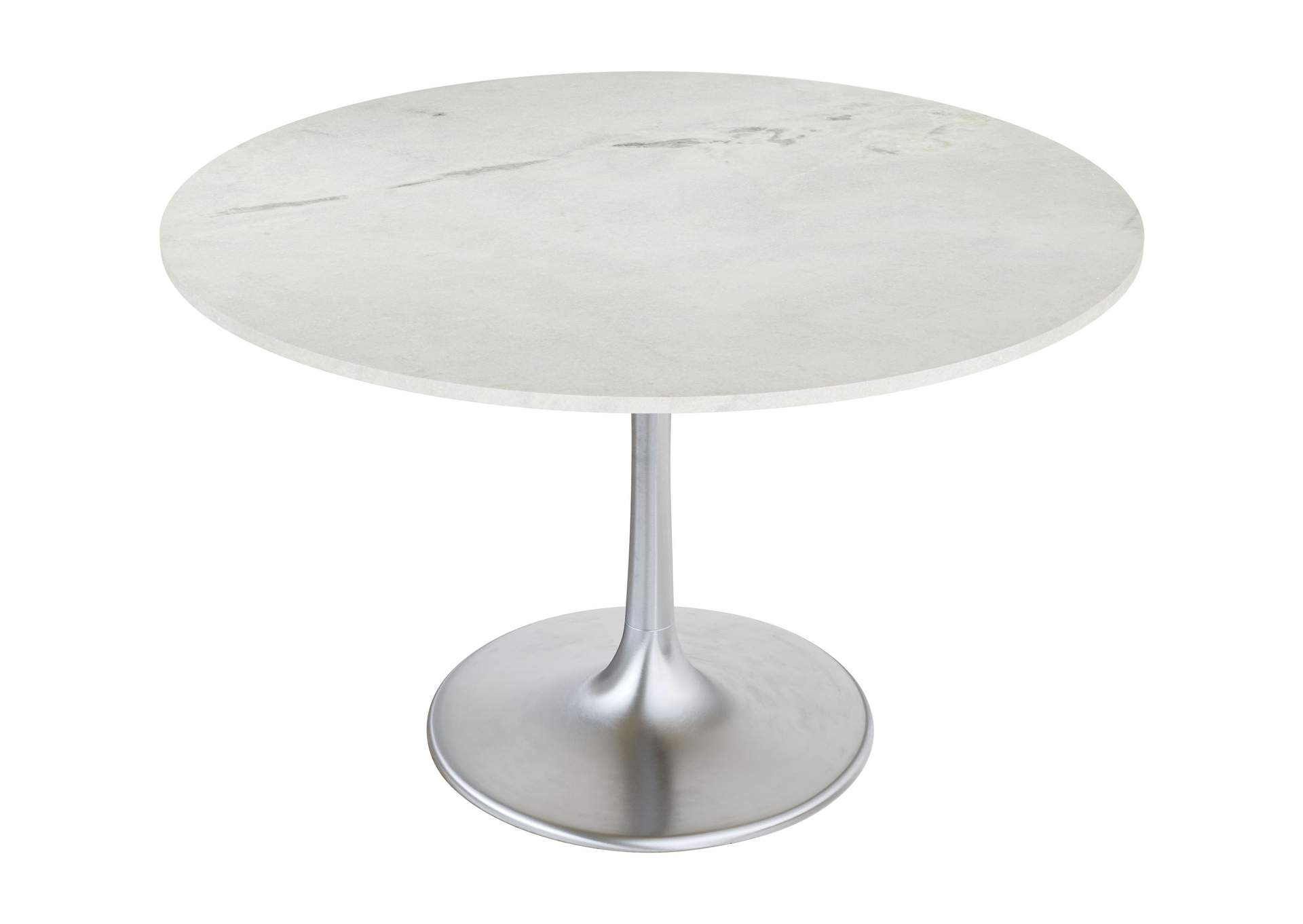 Gotham Dining Table 48" White & Silver,Zuo