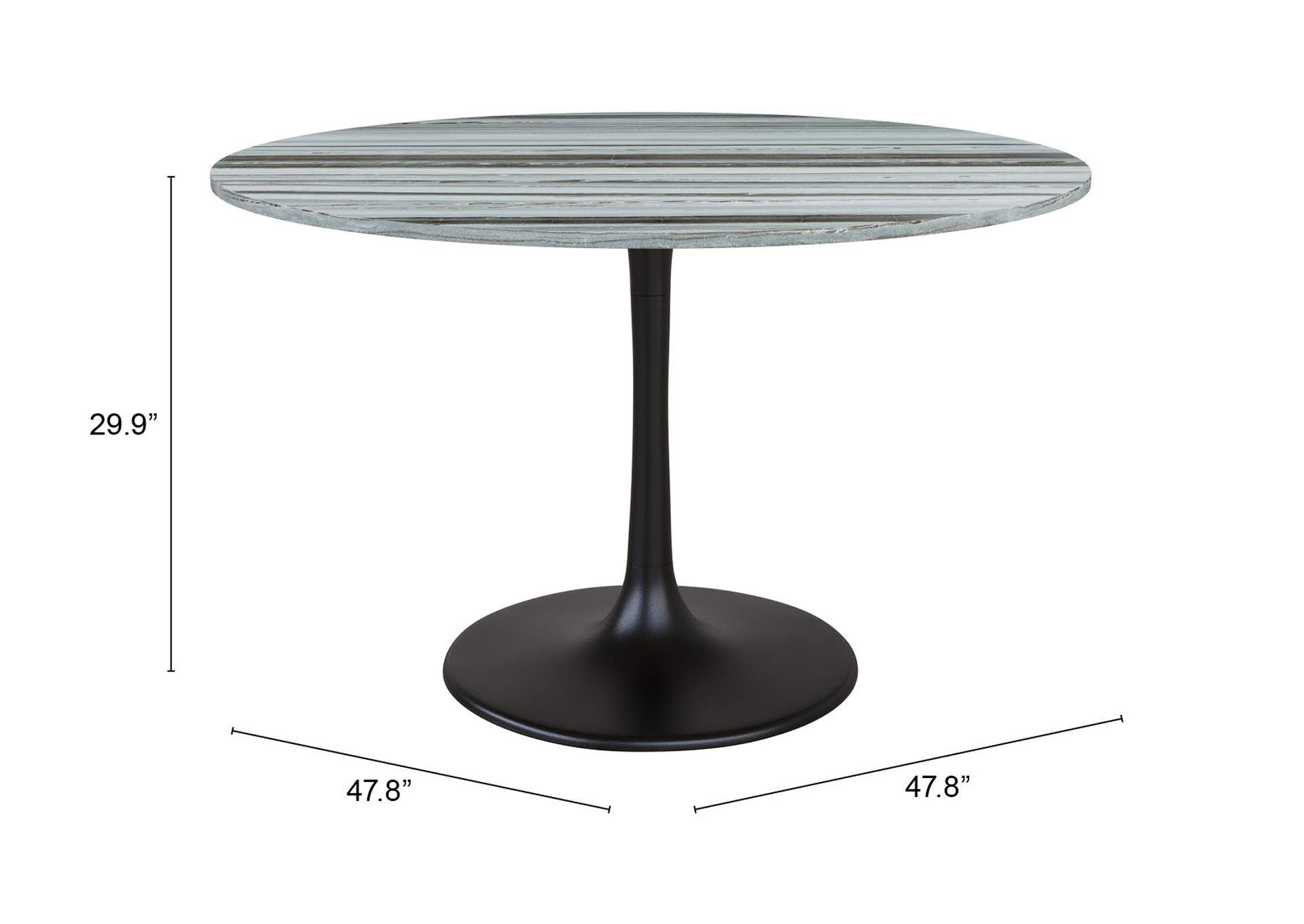 Central City Dining Table Gray & Black,Zuo