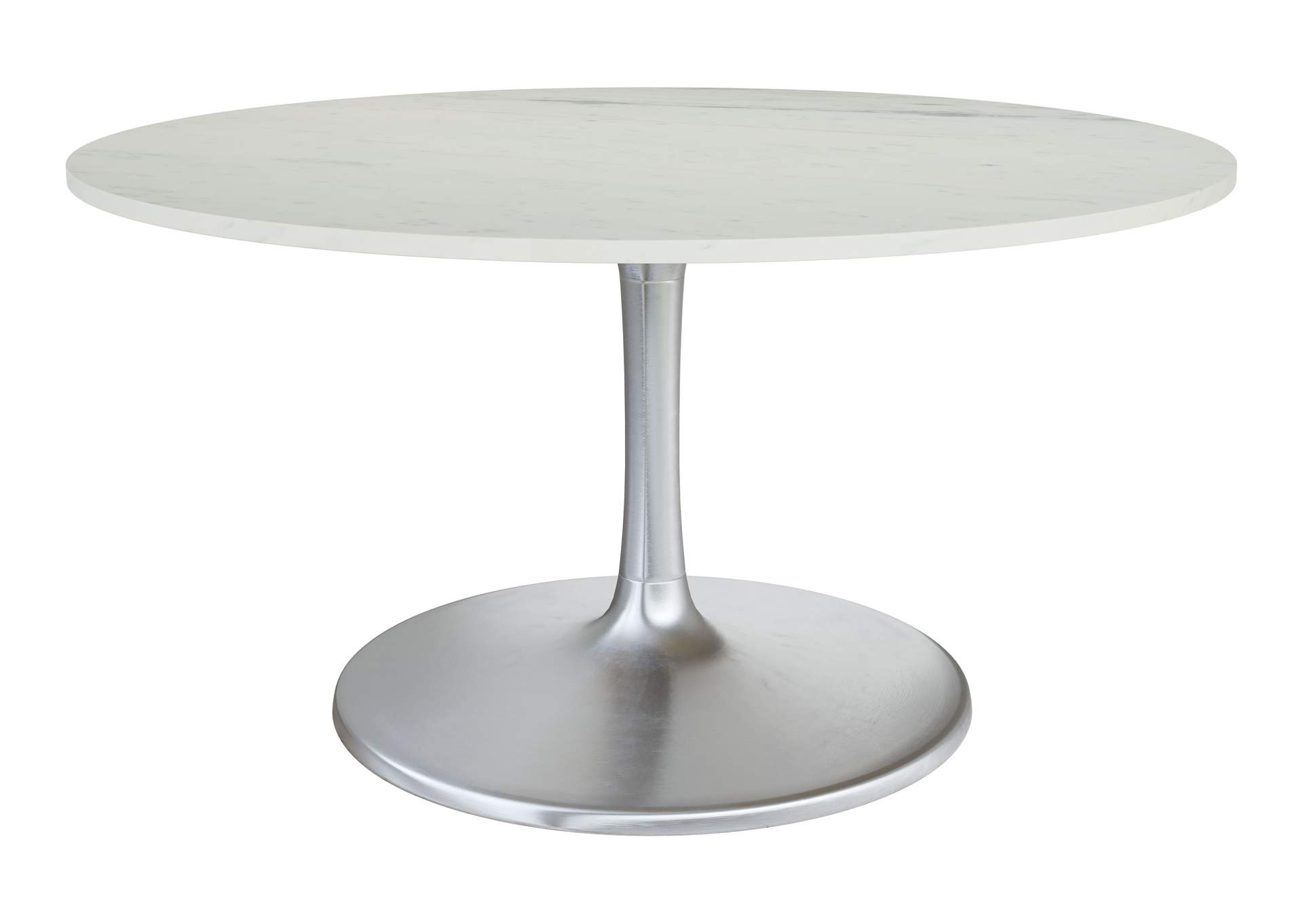 Gotham Dining Table 60" White & Silver,Zuo