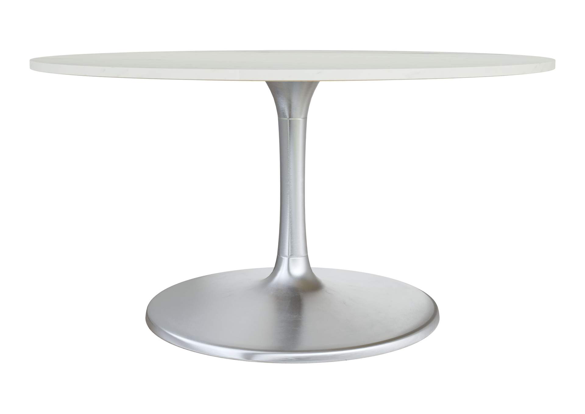 Gotham Dining Table 60" White & Silver,Zuo