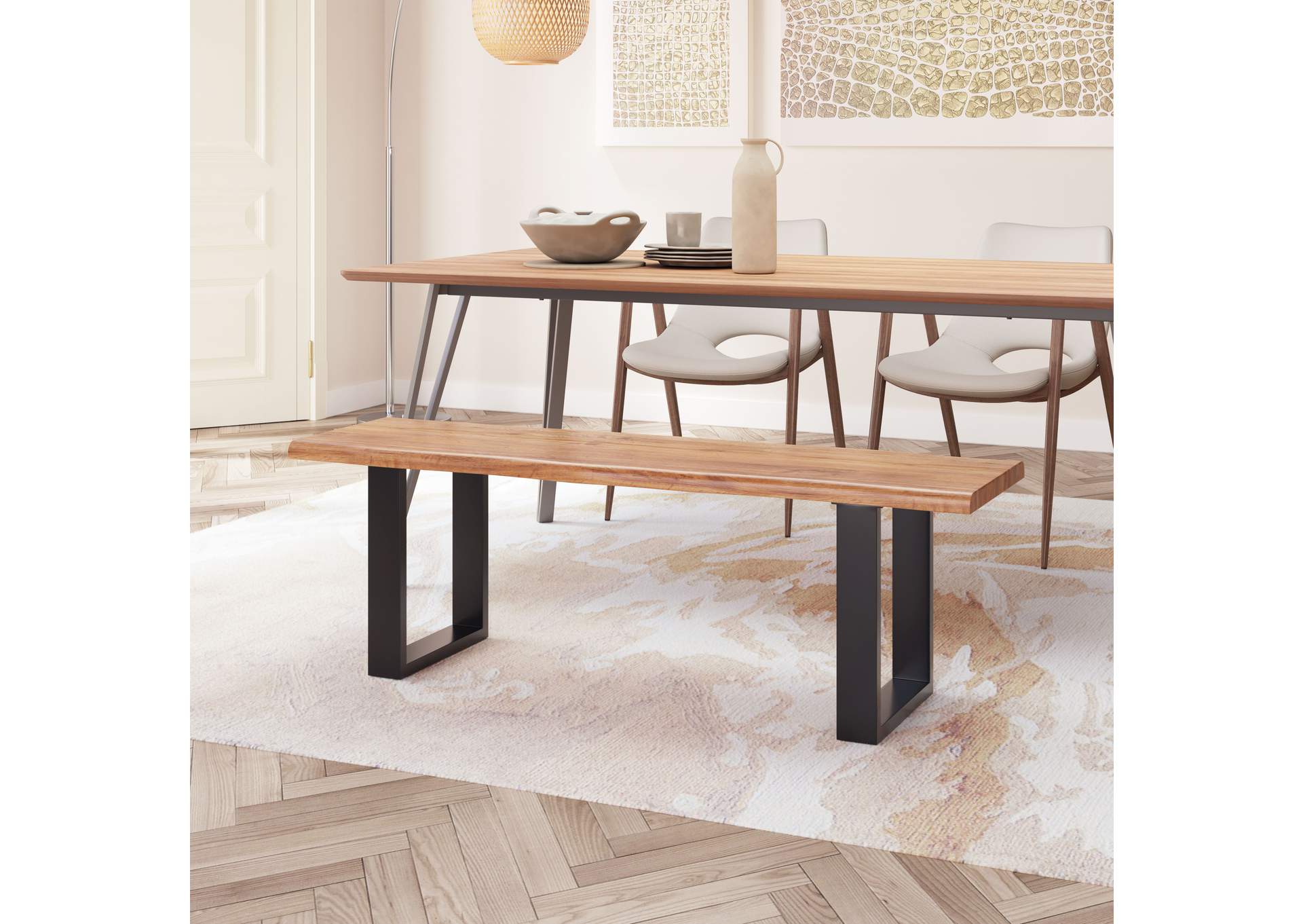 Louisa Bench Natural & Black,Zuo