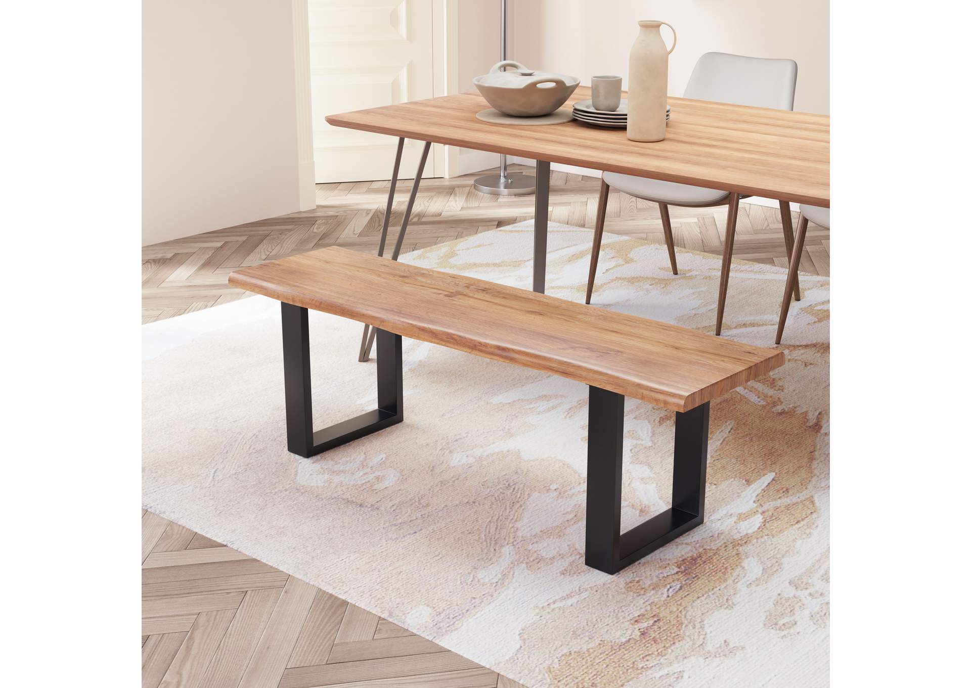 Louisa Bench Natural & Black,Zuo