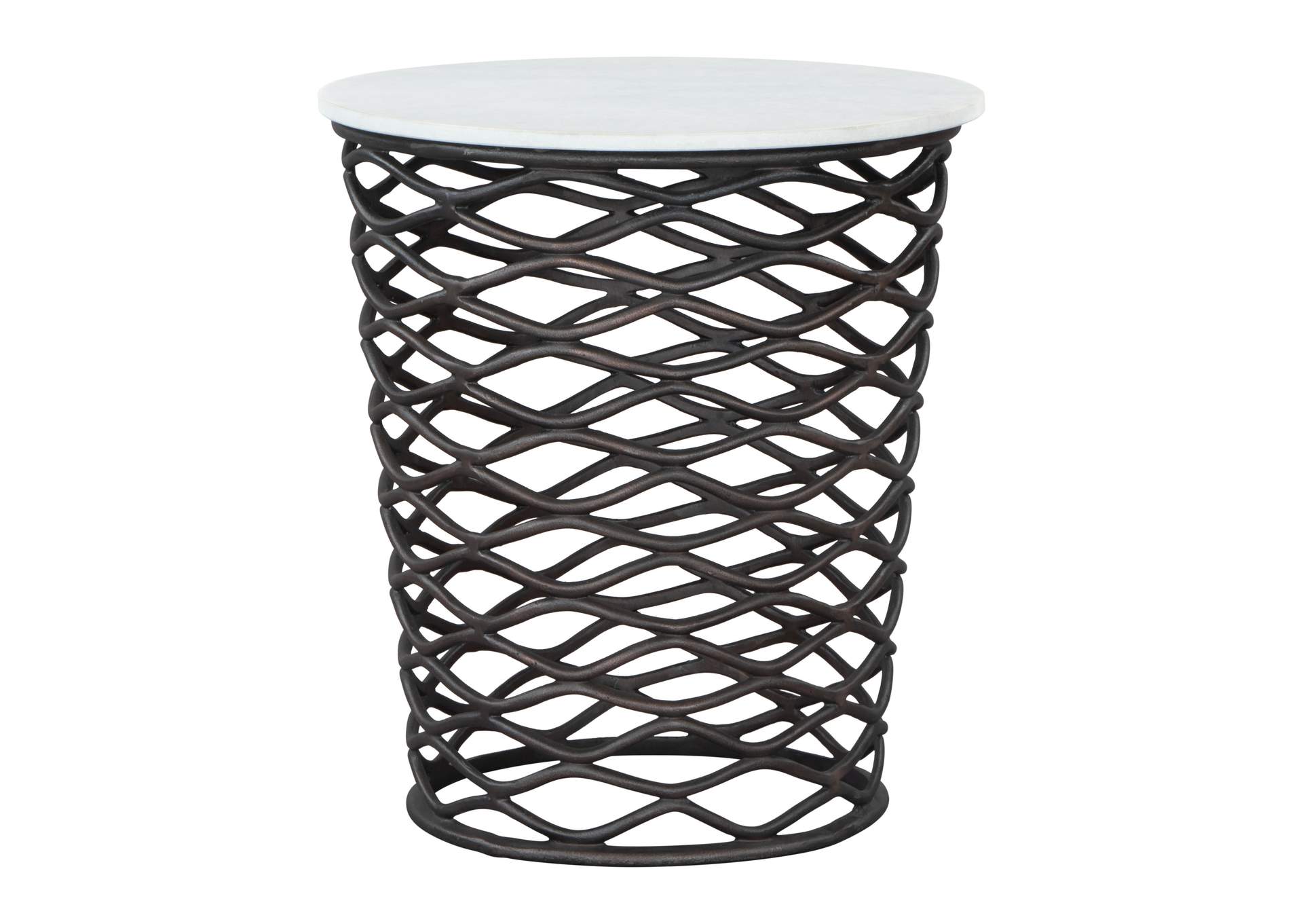 King Side Table White & Antique Bronze,Zuo