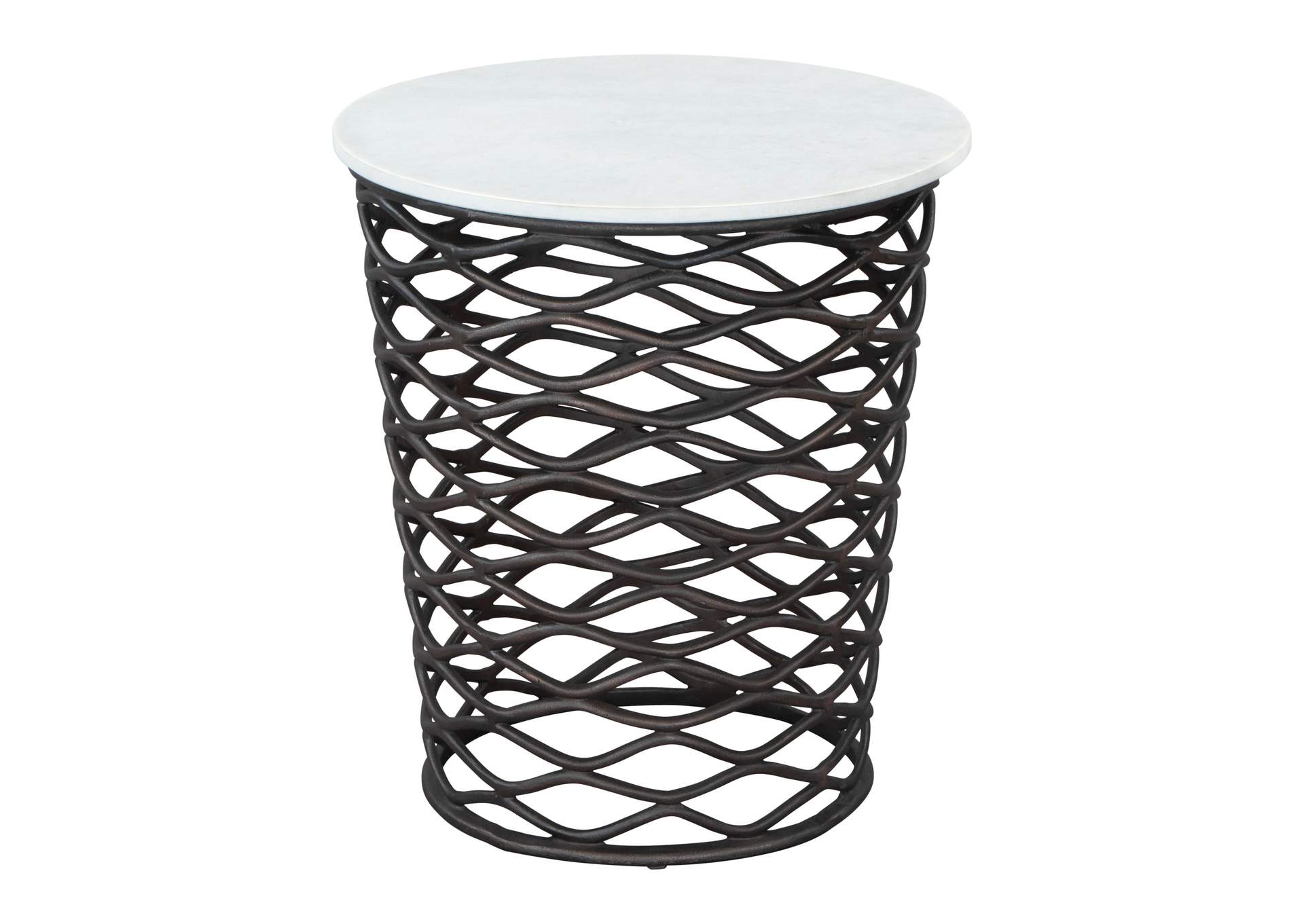 King Side Table White & Antique Bronze,Zuo