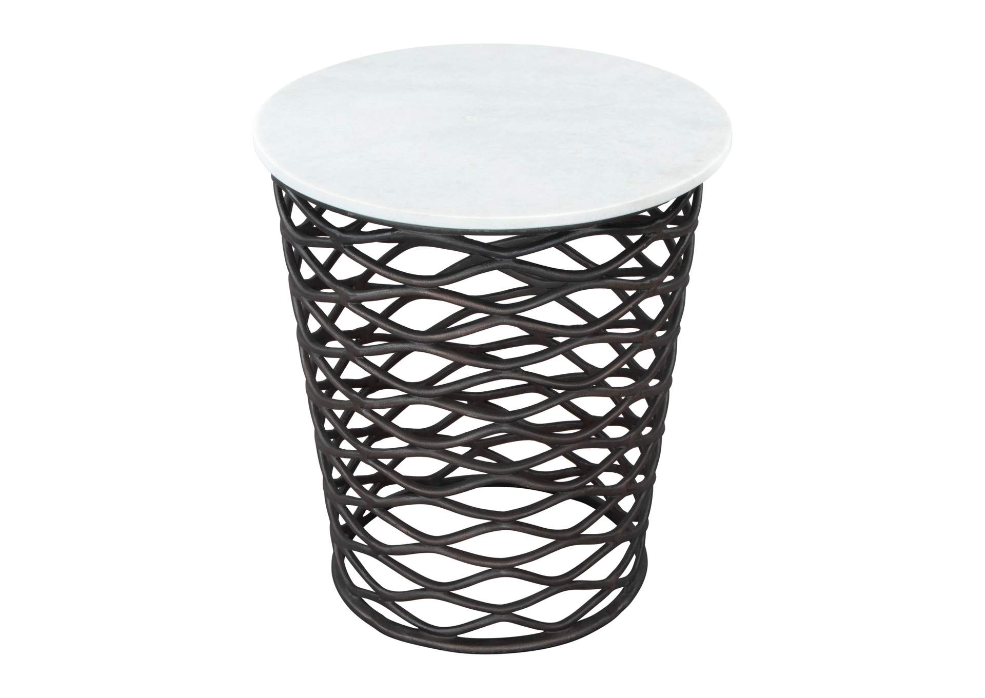 King Side Table White & Antique Bronze,Zuo