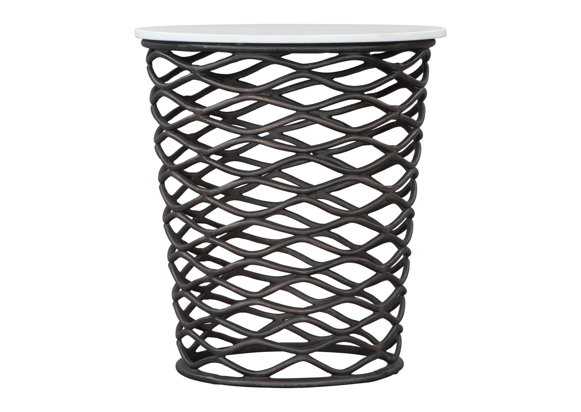 King Side Table White & Antique Bronze,Zuo