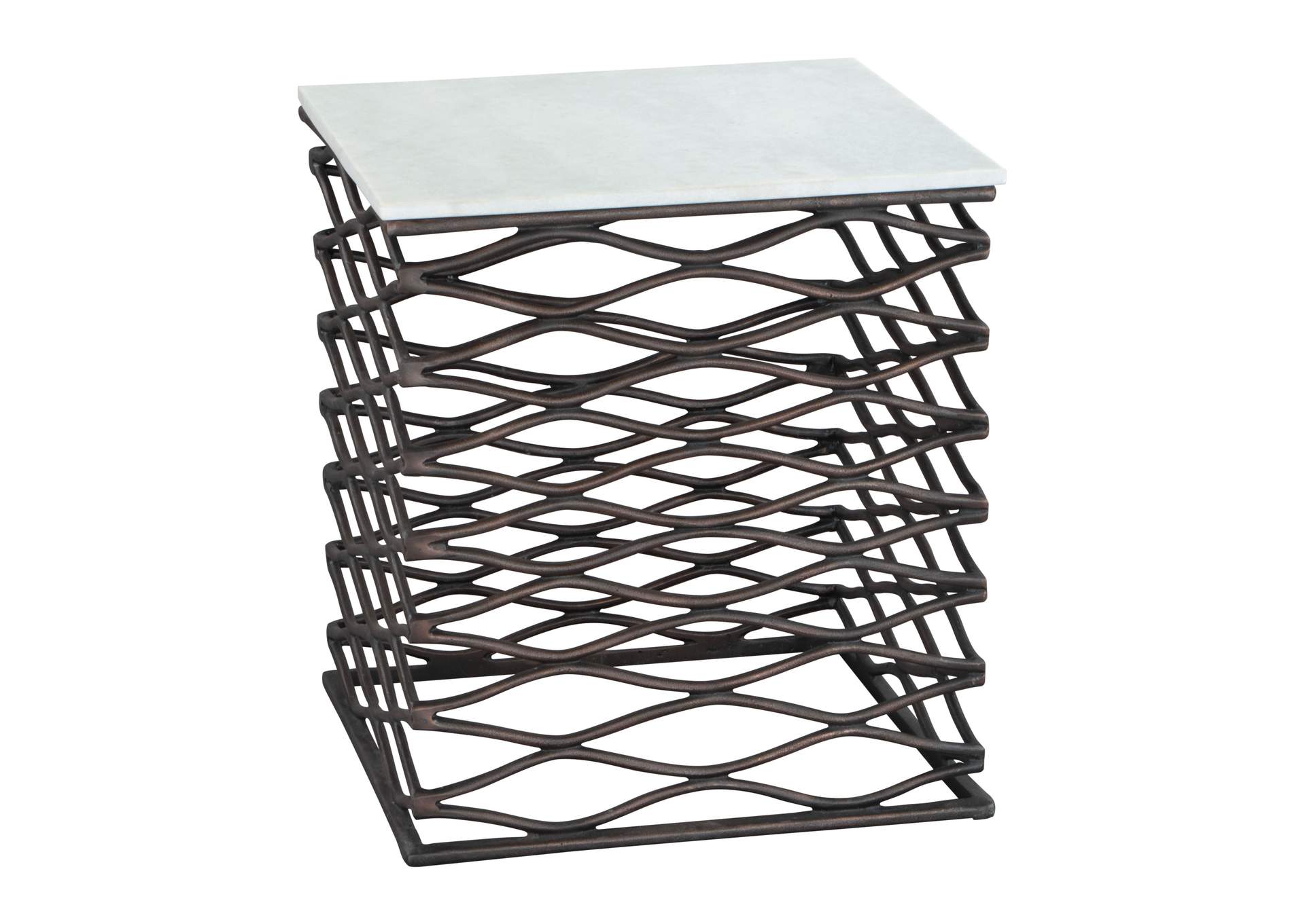 Duke Side Table White & Antique Bronze,Zuo