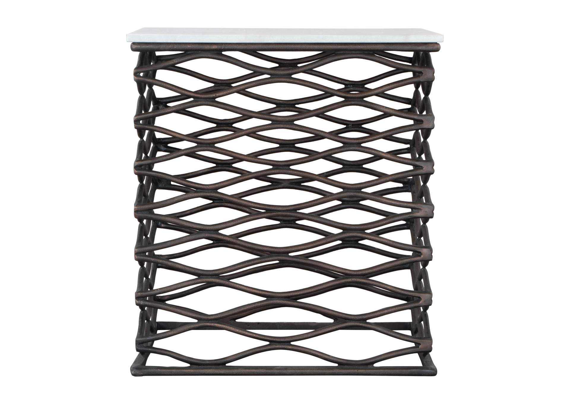 Duke Side Table White & Antique Bronze,Zuo