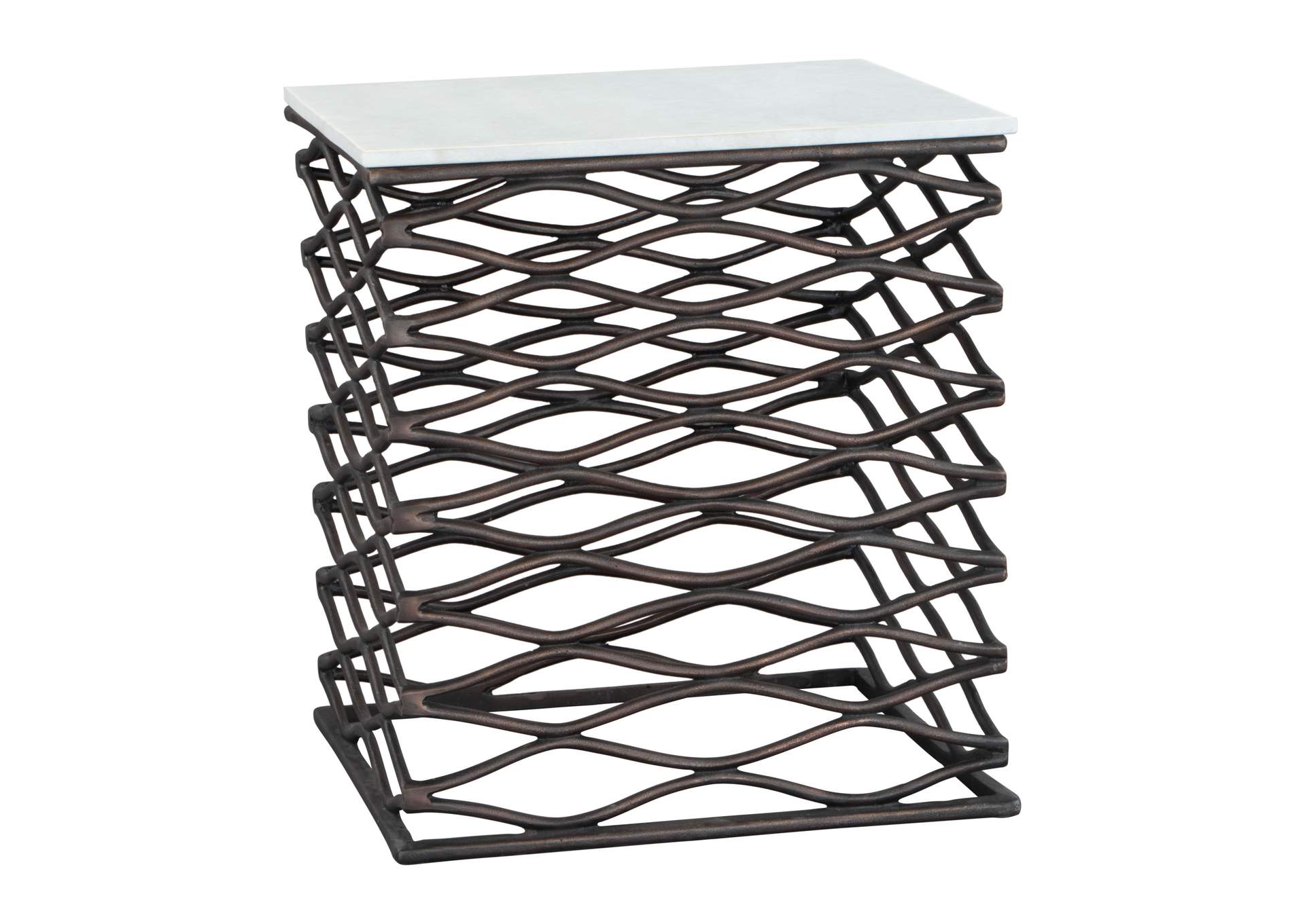 Duke Side Table White & Antique Bronze,Zuo