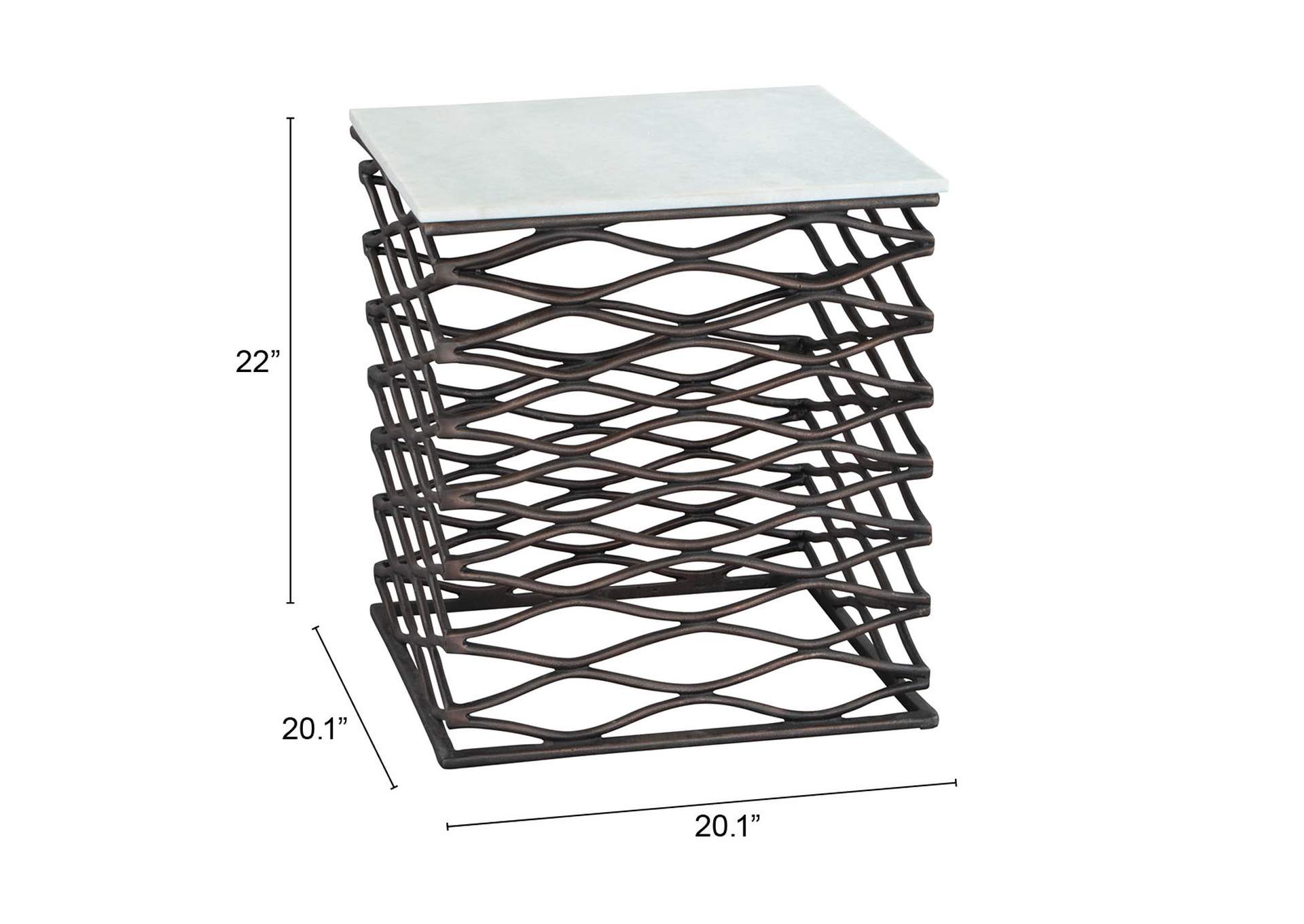Duke Side Table White & Antique Bronze,Zuo