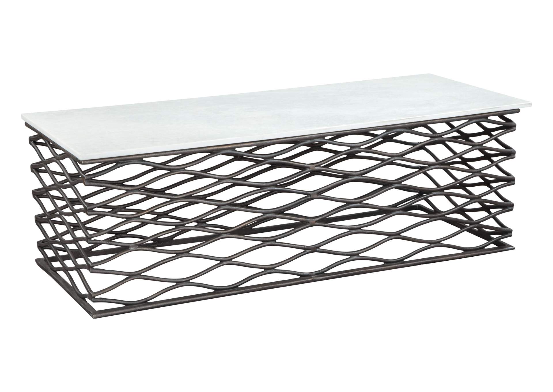 Duchess Coffee Table White & Antique Bronze,Zuo