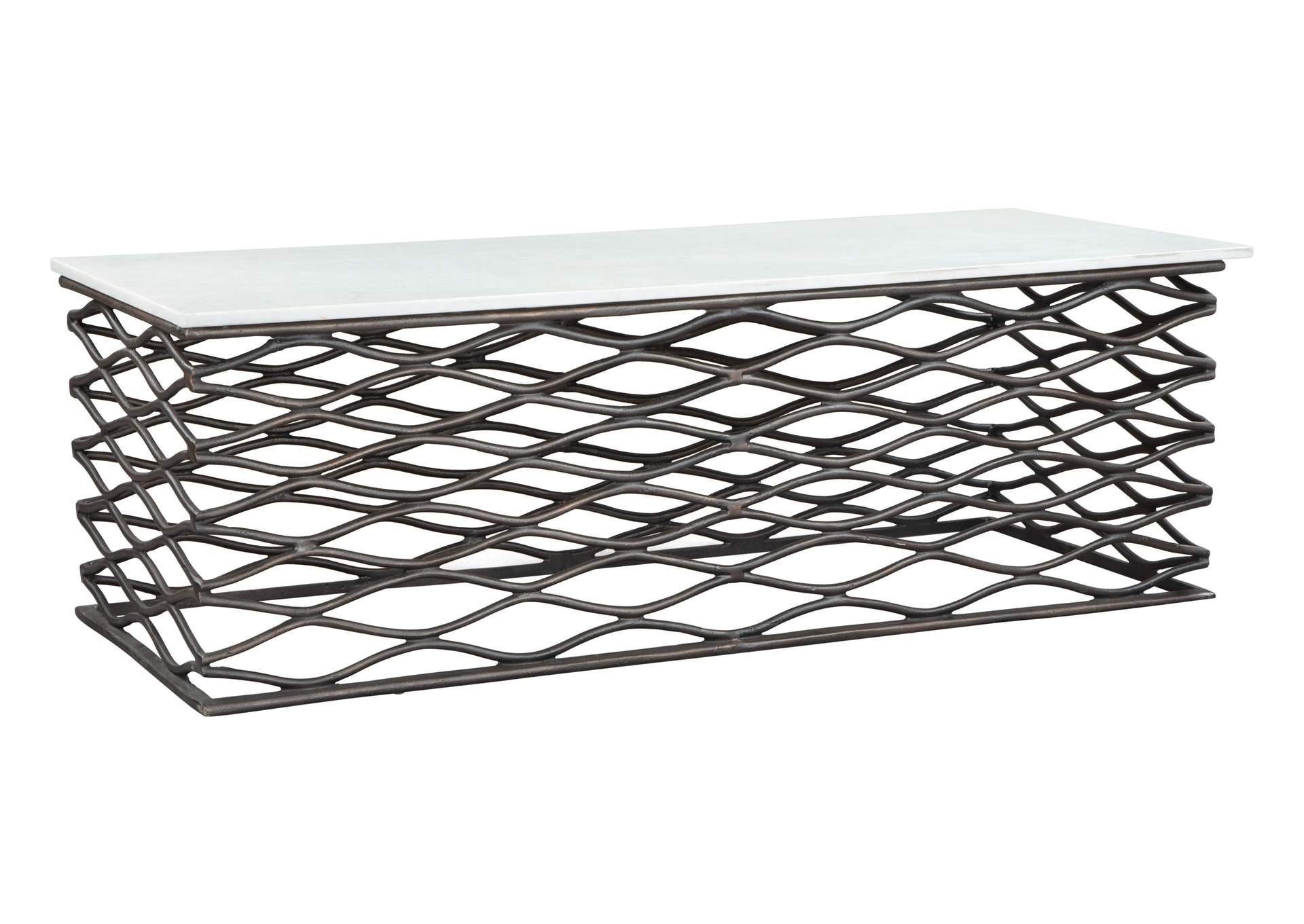 Duchess Coffee Table White & Antique Bronze,Zuo