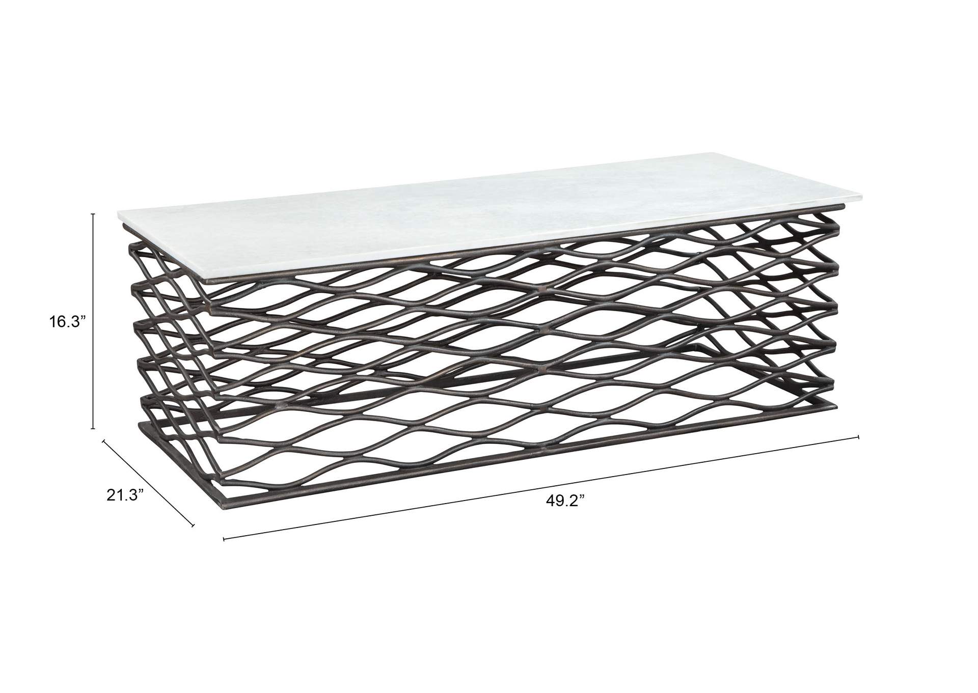 Duchess Coffee Table White & Antique Bronze,Zuo