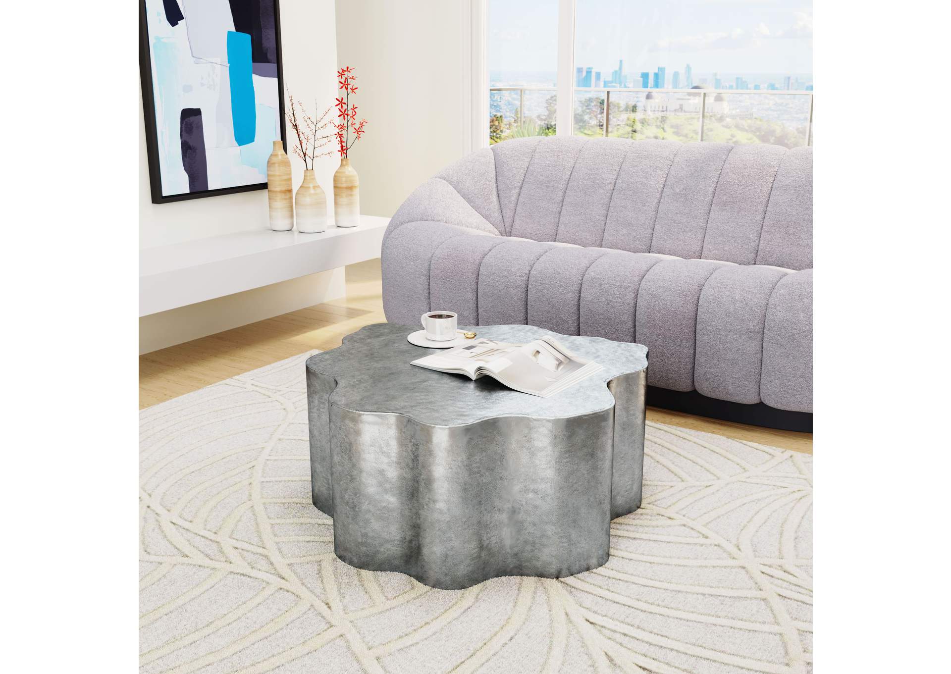 Kortha Coffee Table Antique Silver,Zuo