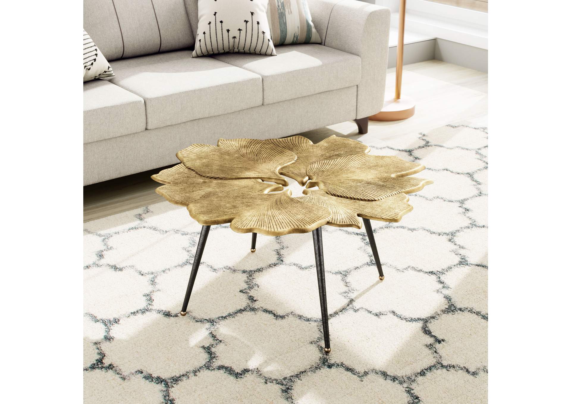 Gingko Coffee Table Antique Brass,Zuo