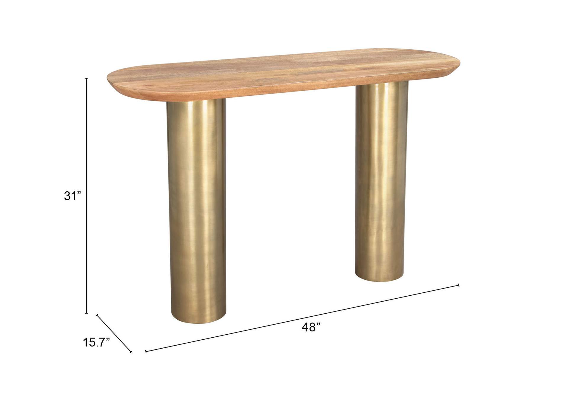 Vuite Console Table Natural & Brass,Zuo
