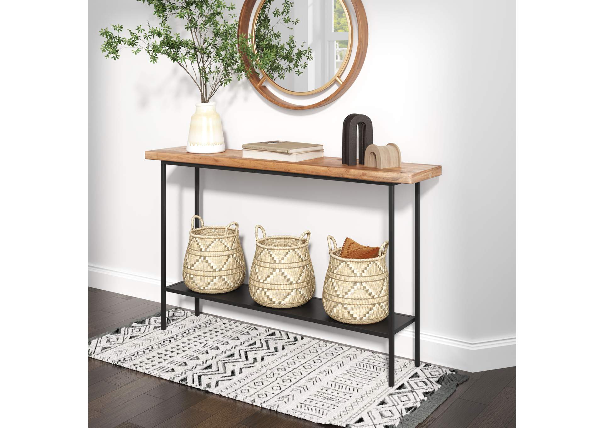 Mezza Console Table Natural & Black,Zuo