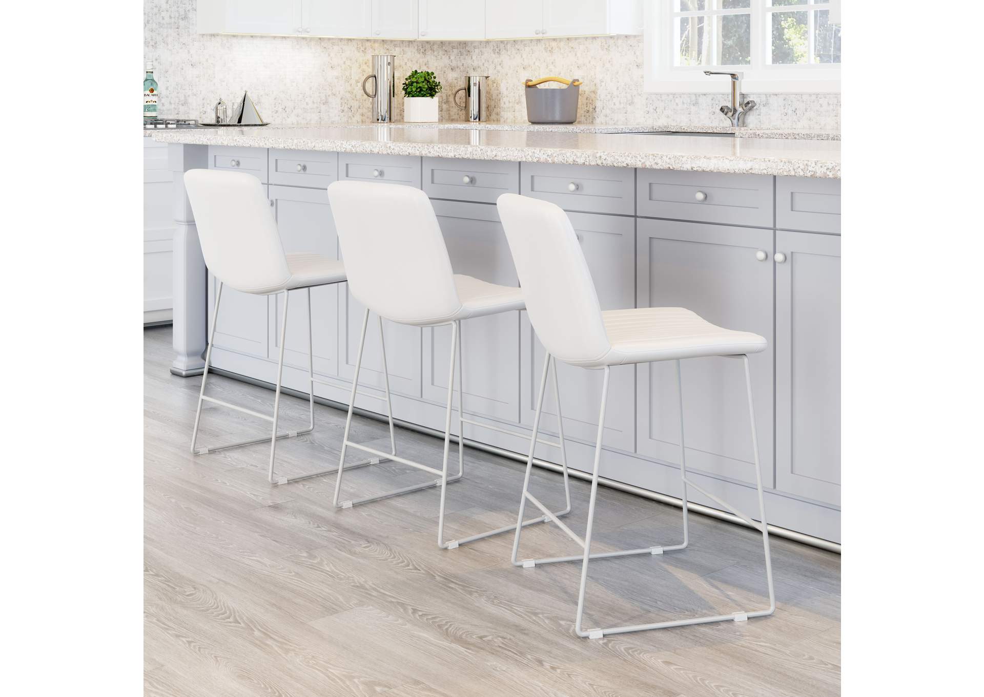 Mode Counter Stool (Set Of 2) White,Zuo