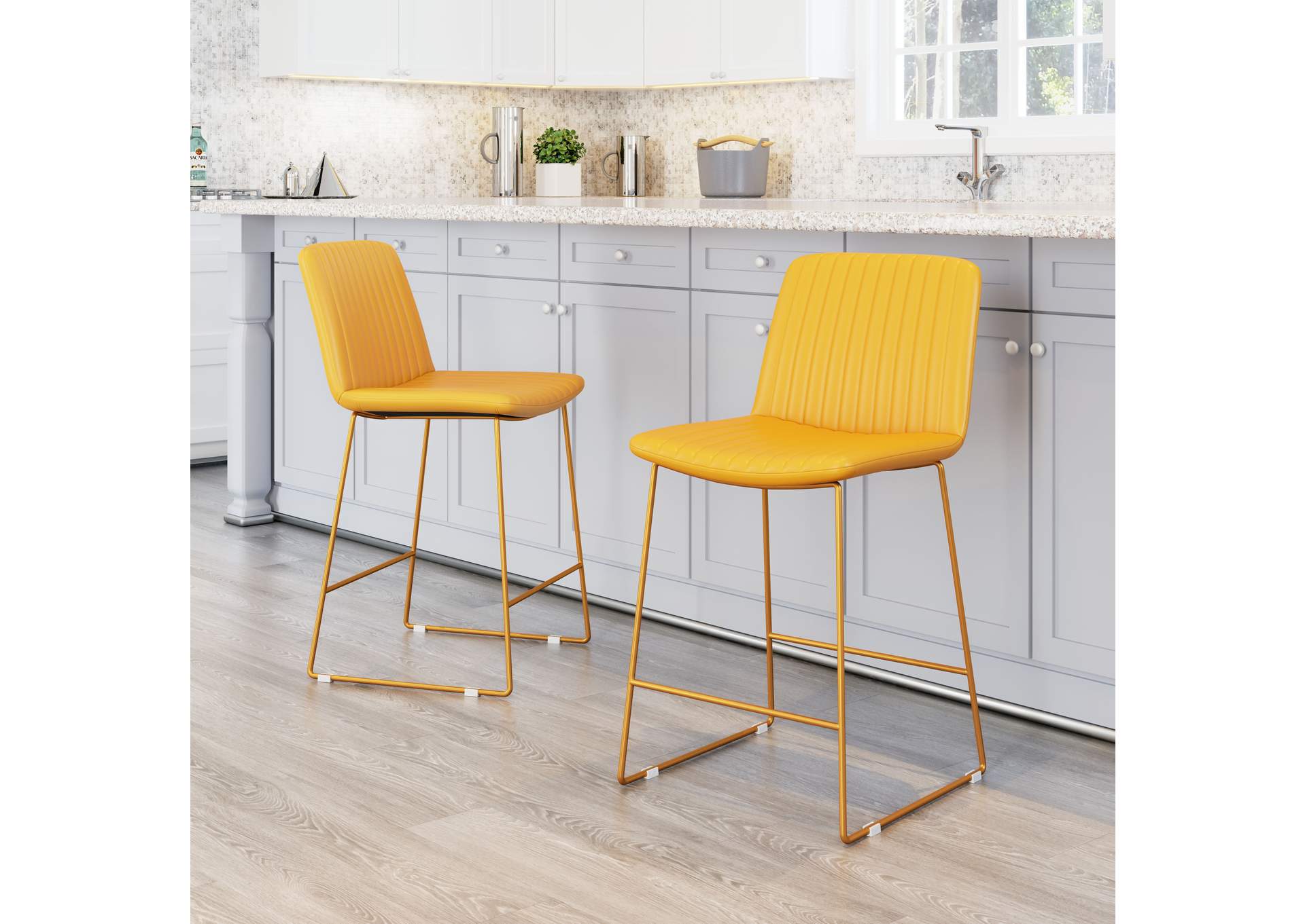 Mode Counter Stool (Set Of 2) Yellow,Zuo