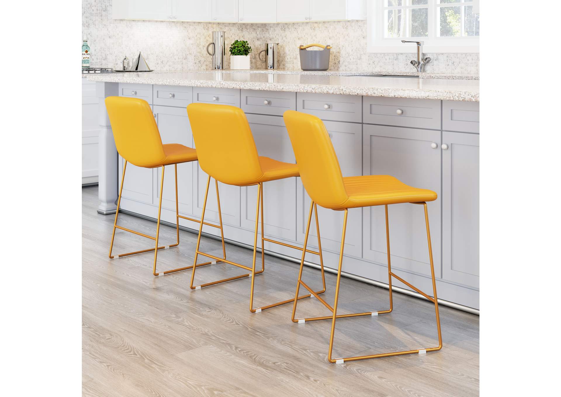 Mode Counter Stool (Set Of 2) Yellow,Zuo