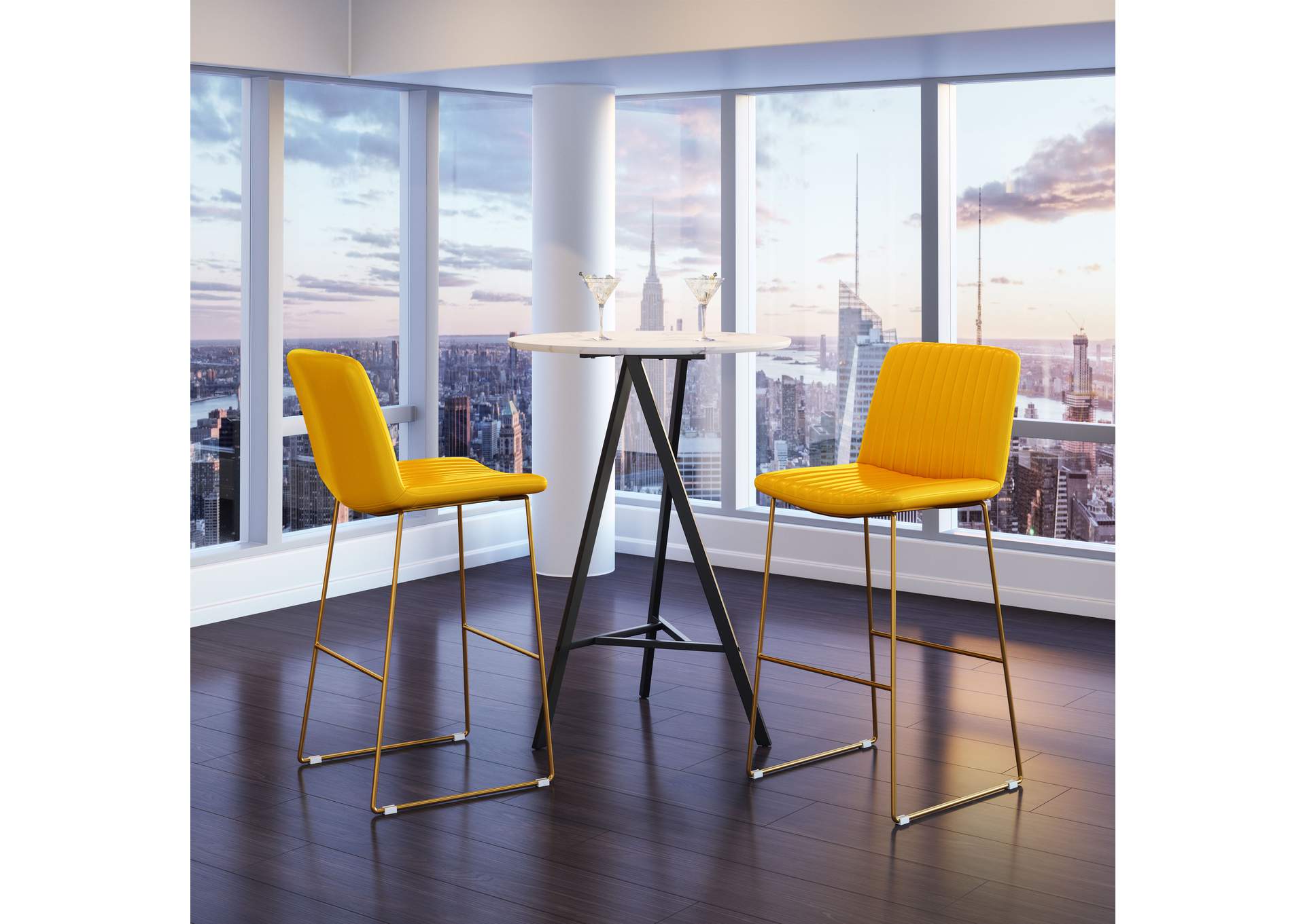 Mode Barstool (Set Of 2) Yellow,Zuo
