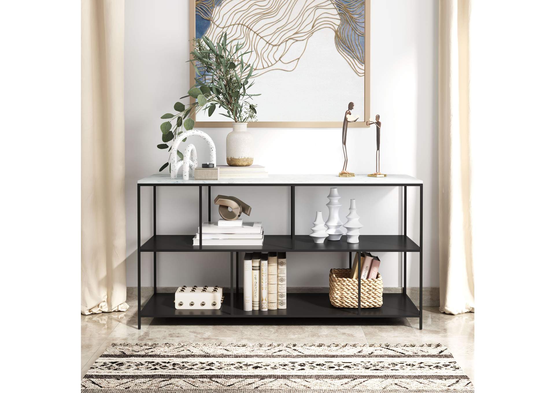 Singularity Console Table White & Black,Zuo