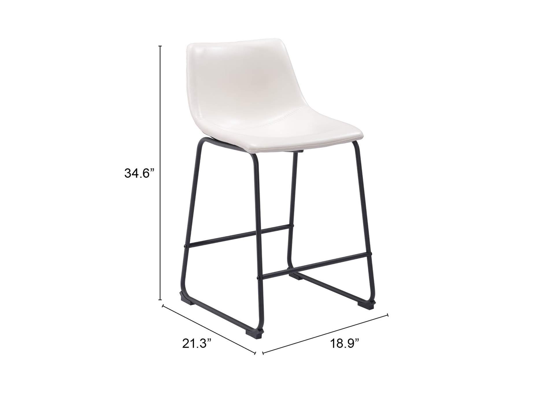 Smart Counter Stool (Set Of 2) Distressed White,Zuo
