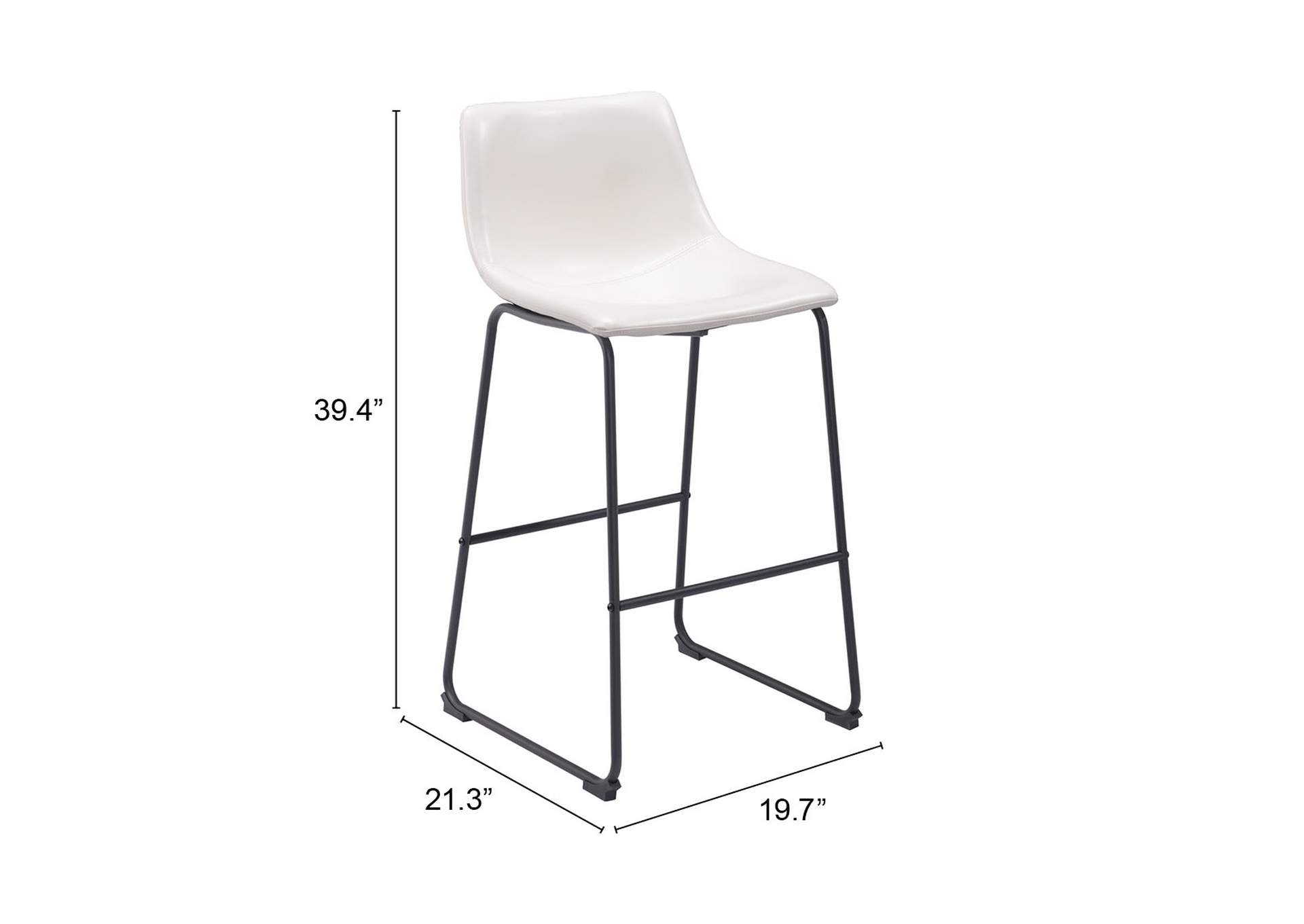 Smart Barstool (Set Of 2) Distressed White,Zuo