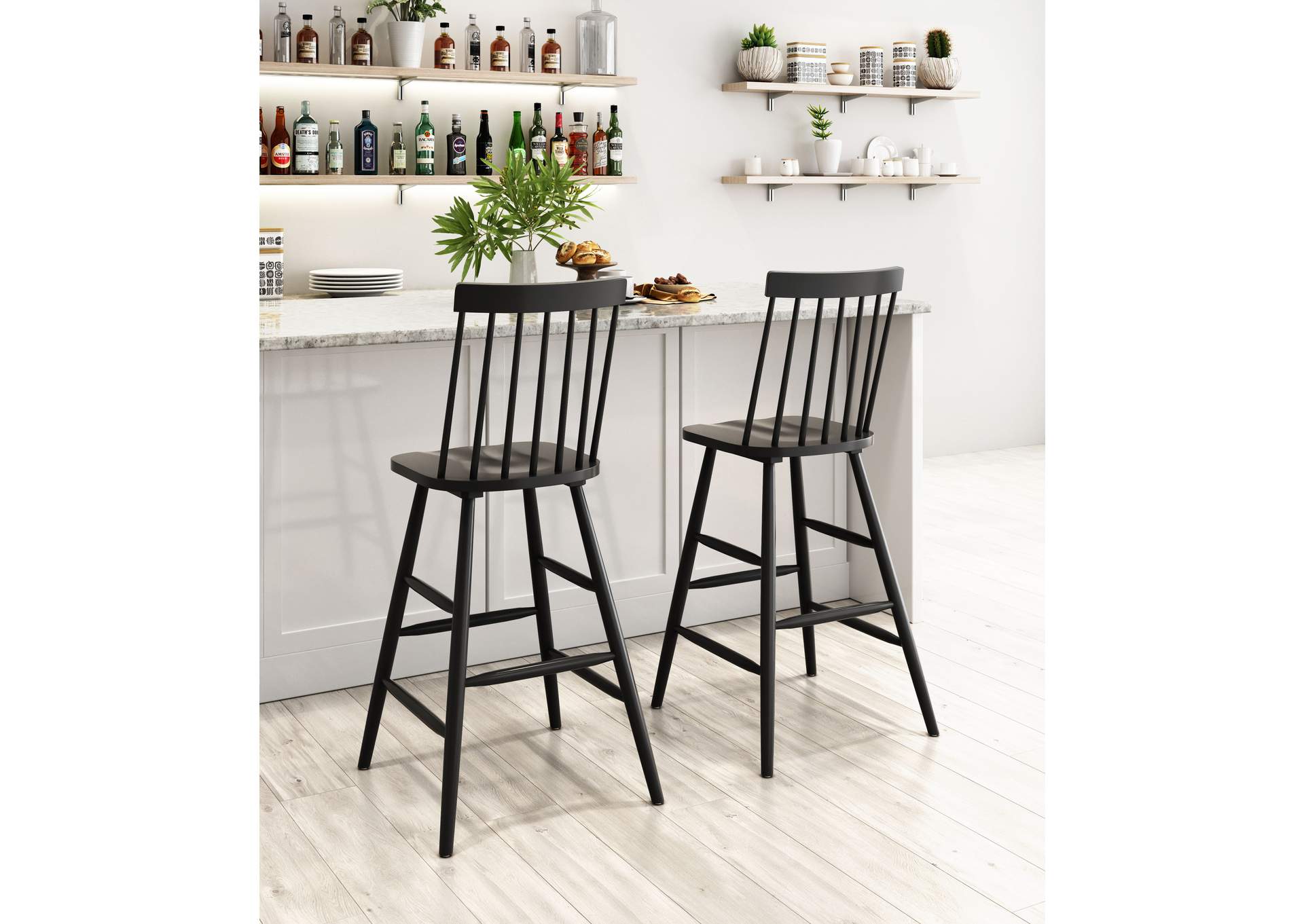 Ashley Barstool (Set Of 2) Black,Zuo