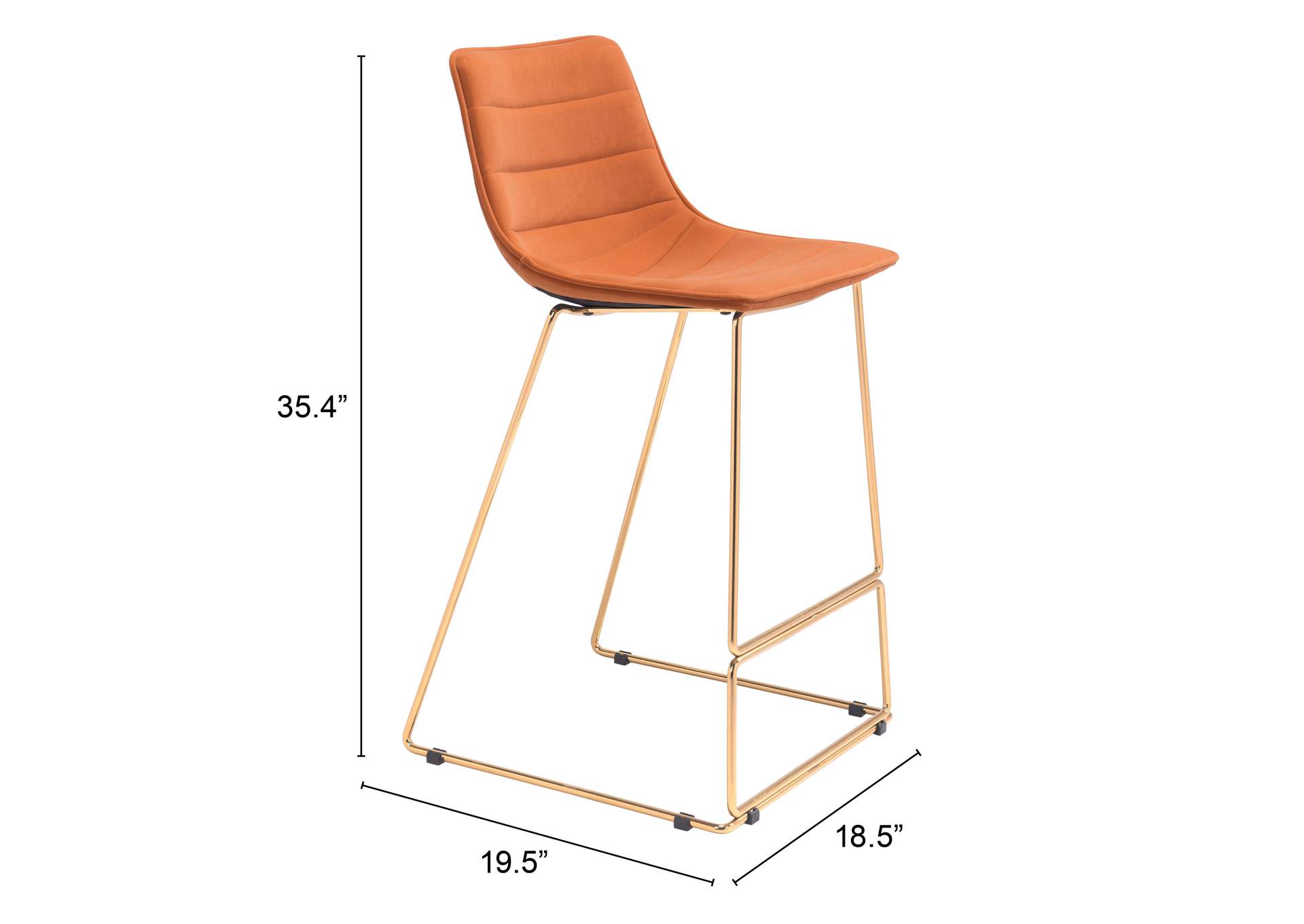 Adele Barstool (Set Of 2) Orange & Gold,Zuo