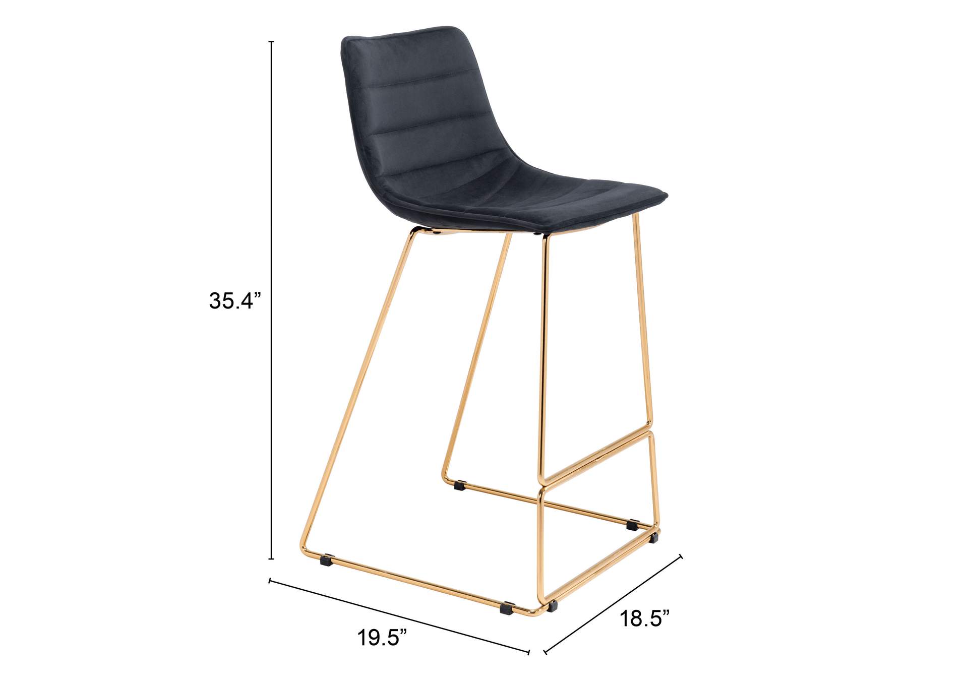 Adele Barstool (Set Of 2) Black & Gold,Zuo