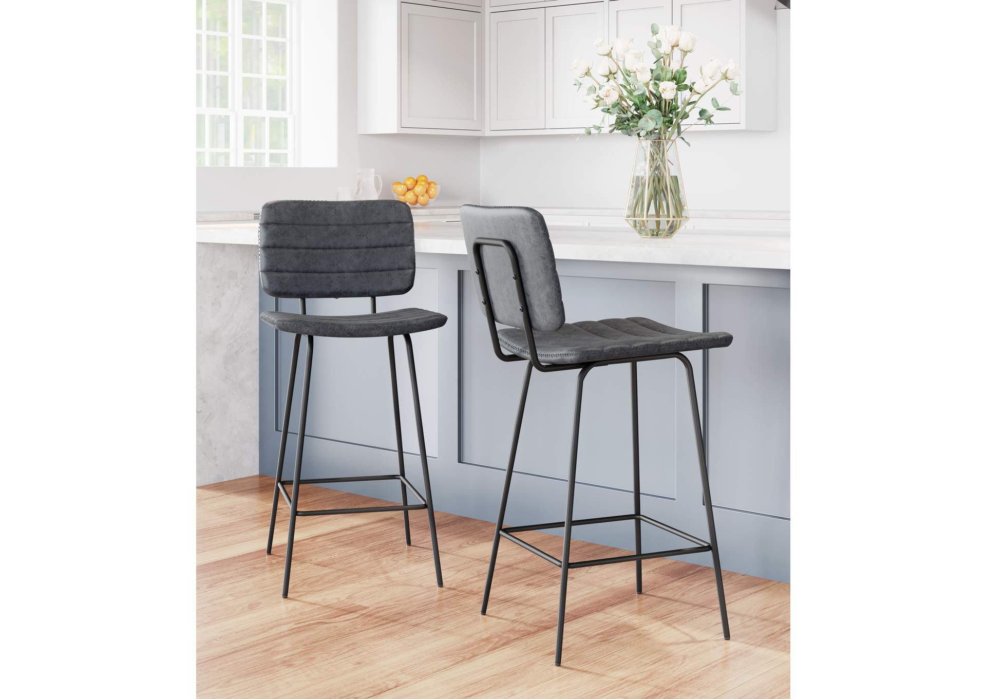 Boston Counter Stool (Set Of 2) Vintage Black,Zuo