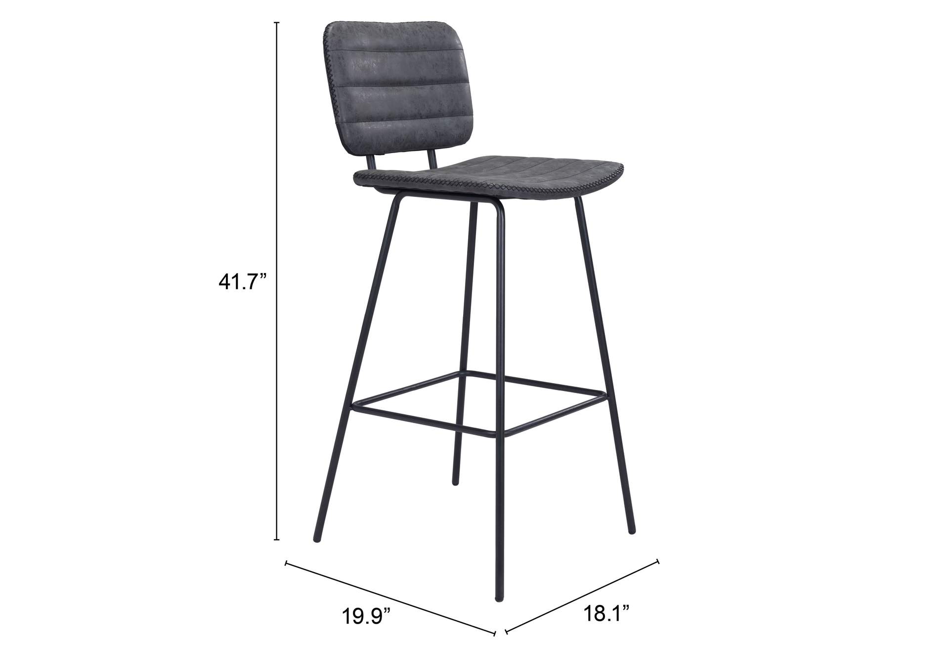 Boston Barstool (Set Of 2) Vintage Black,Zuo