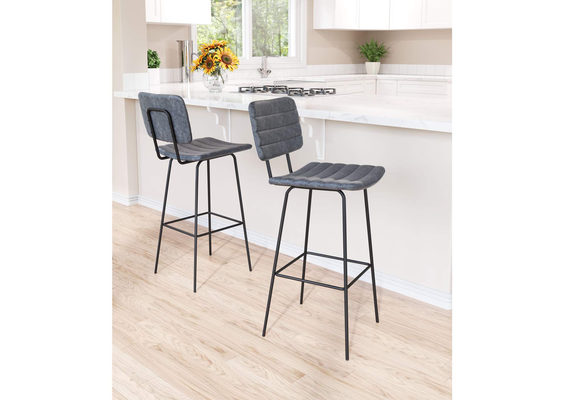 Boston Barstool (Set Of 2) Vintage Black,Zuo
